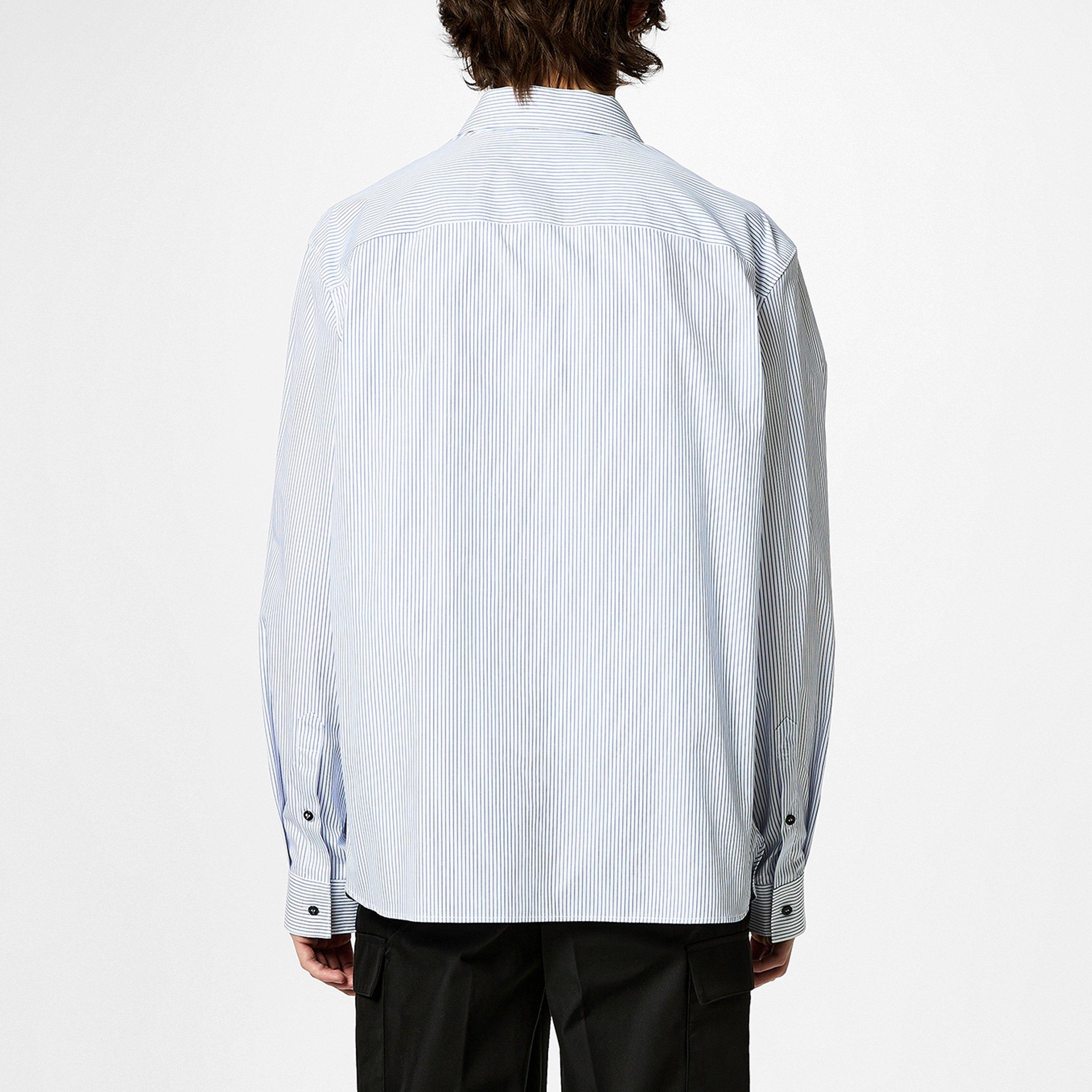 Blue - Neil Barrett - Men's Awning Bolt Striped Long-Sleeve Patterned Shirt - 3