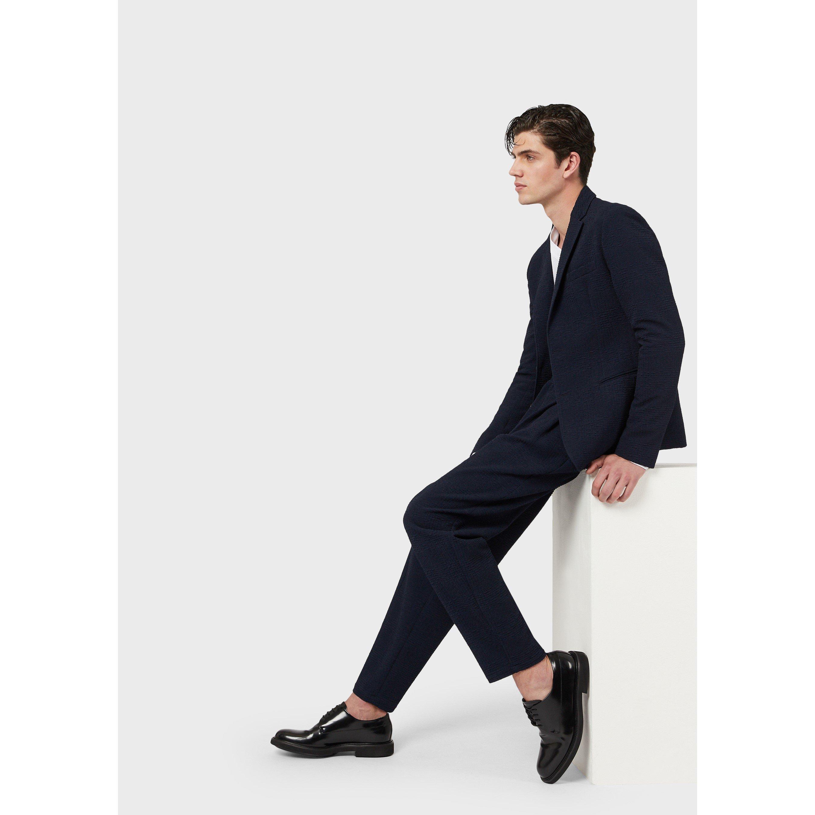 Navy Blue - Emporio Armani - Men's Classic Straight Leg Trousers - 2