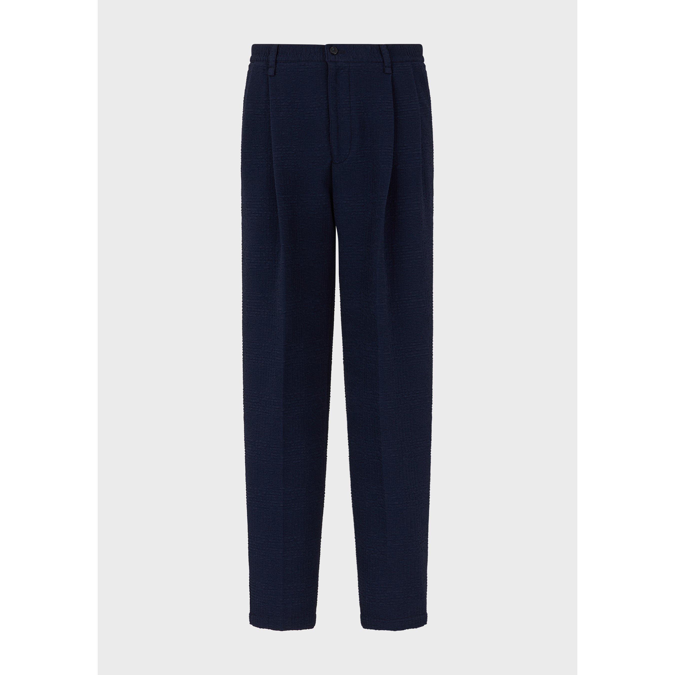Navy Blue - Emporio Armani - Men's Classic Straight Leg Trousers - 5