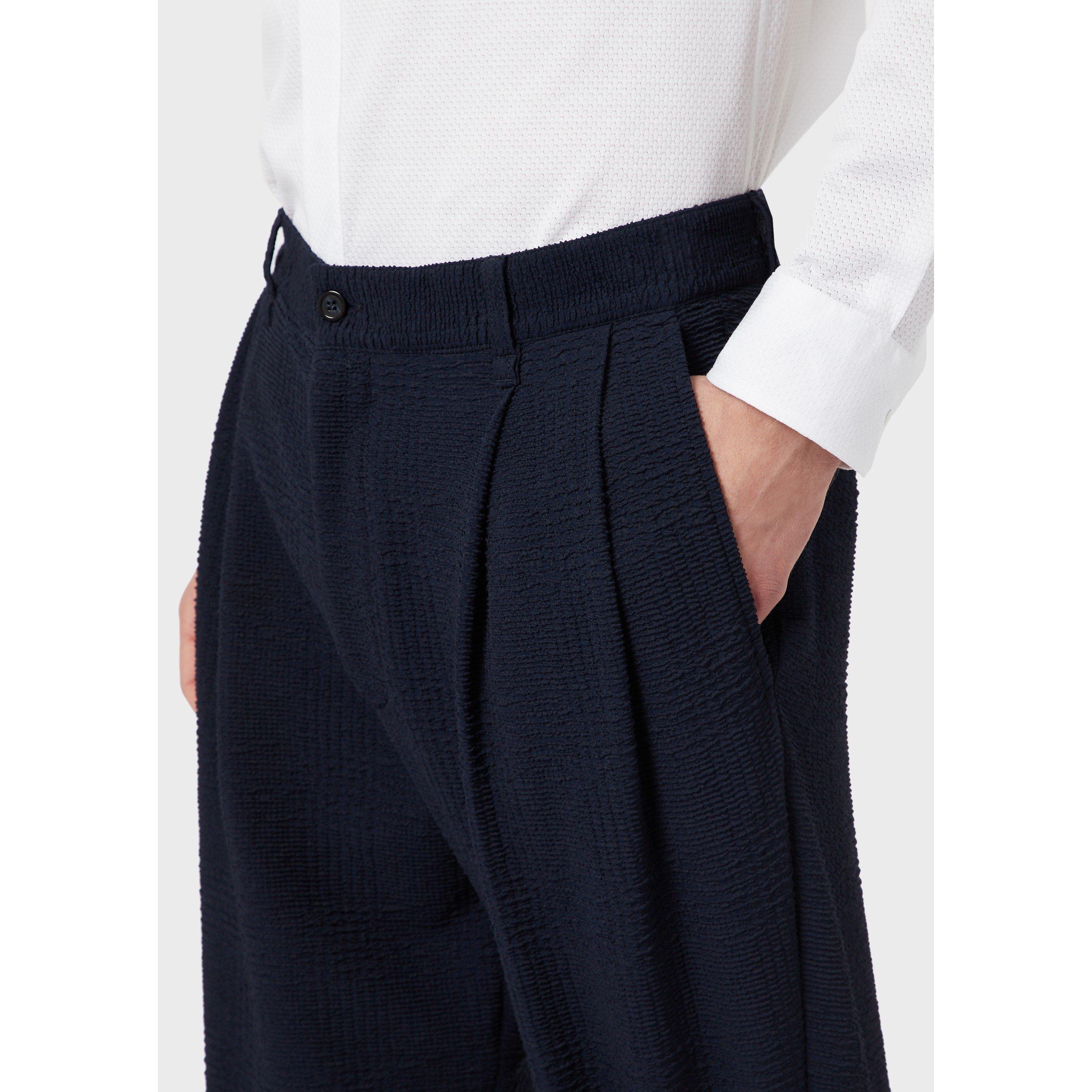 Navy Blue - Emporio Armani - Men's Classic Straight Leg Trousers - 4