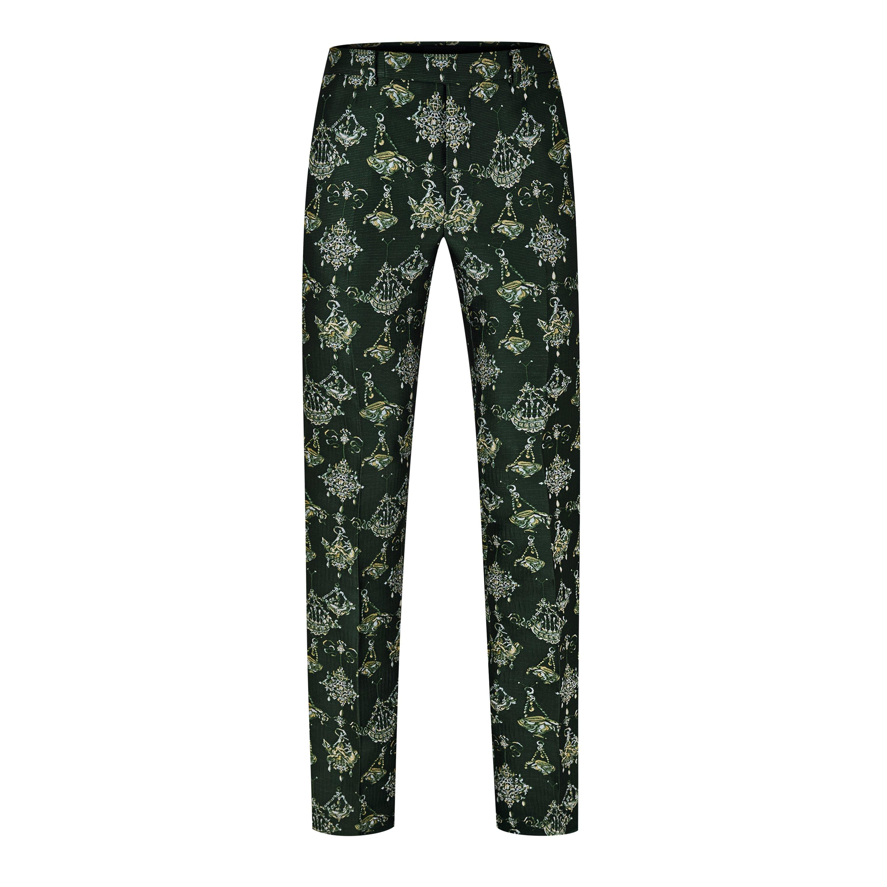 Dark Green - GIVENCHY - Chandelier Jacquard Tailored Trousers - 5