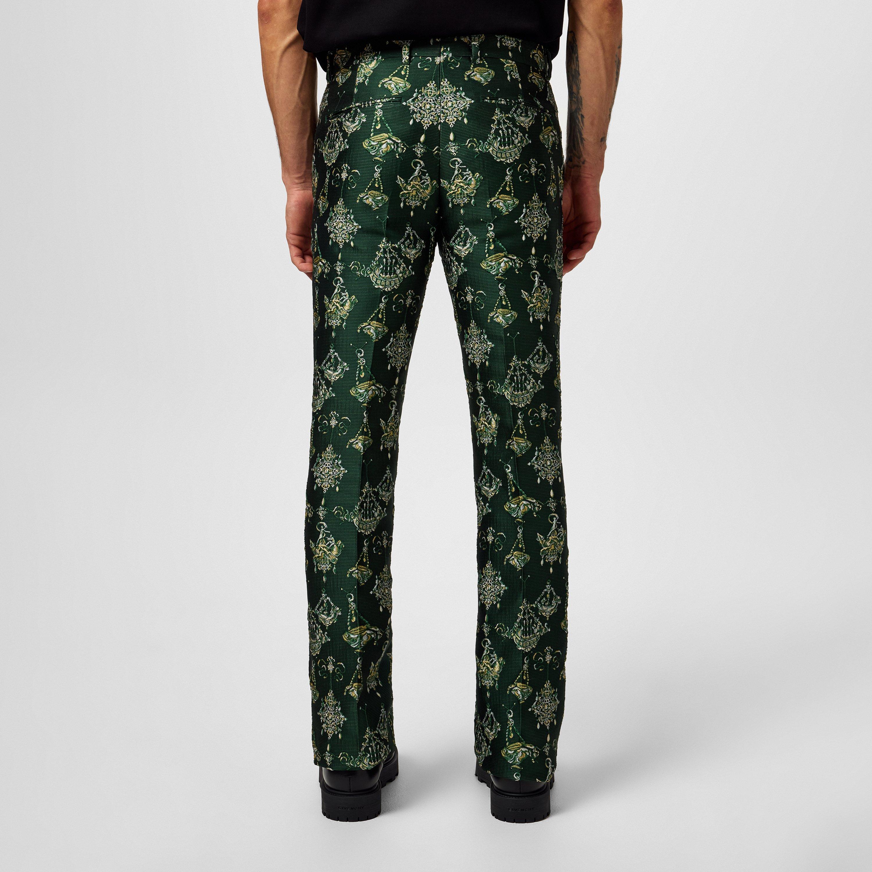 Dark Green - GIVENCHY - Chandelier Jacquard Tailored Trousers - 3