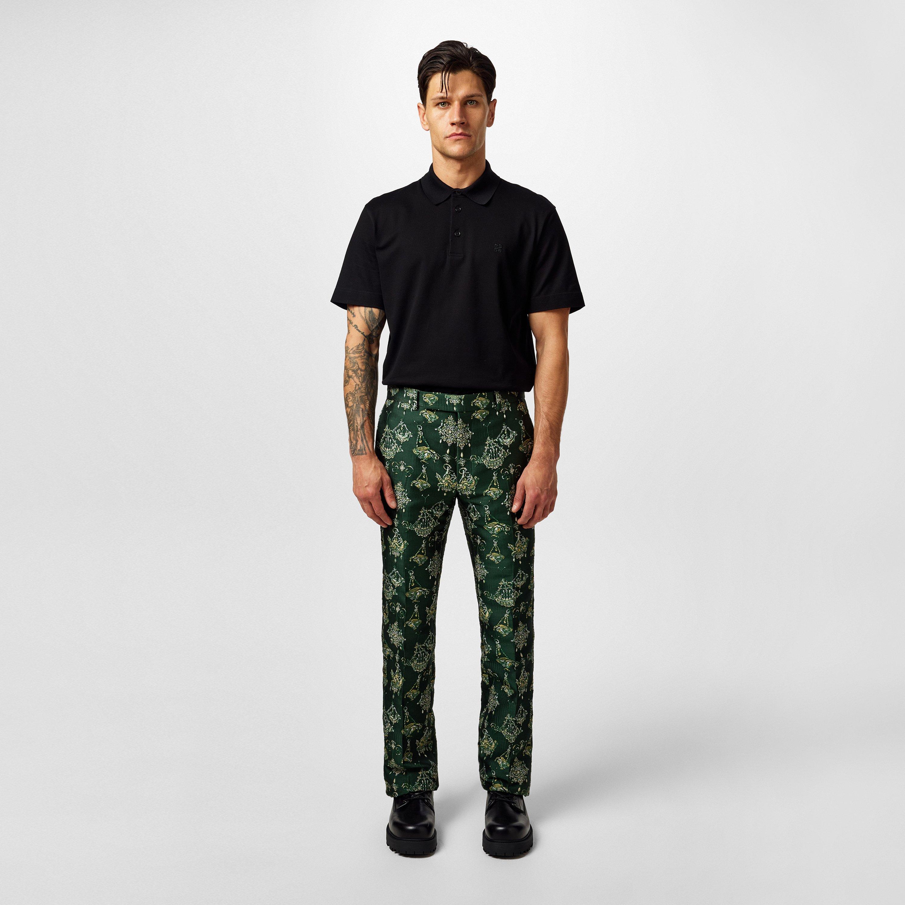 Dark Green - GIVENCHY - Chandelier Jacquard Tailored Trousers - 4