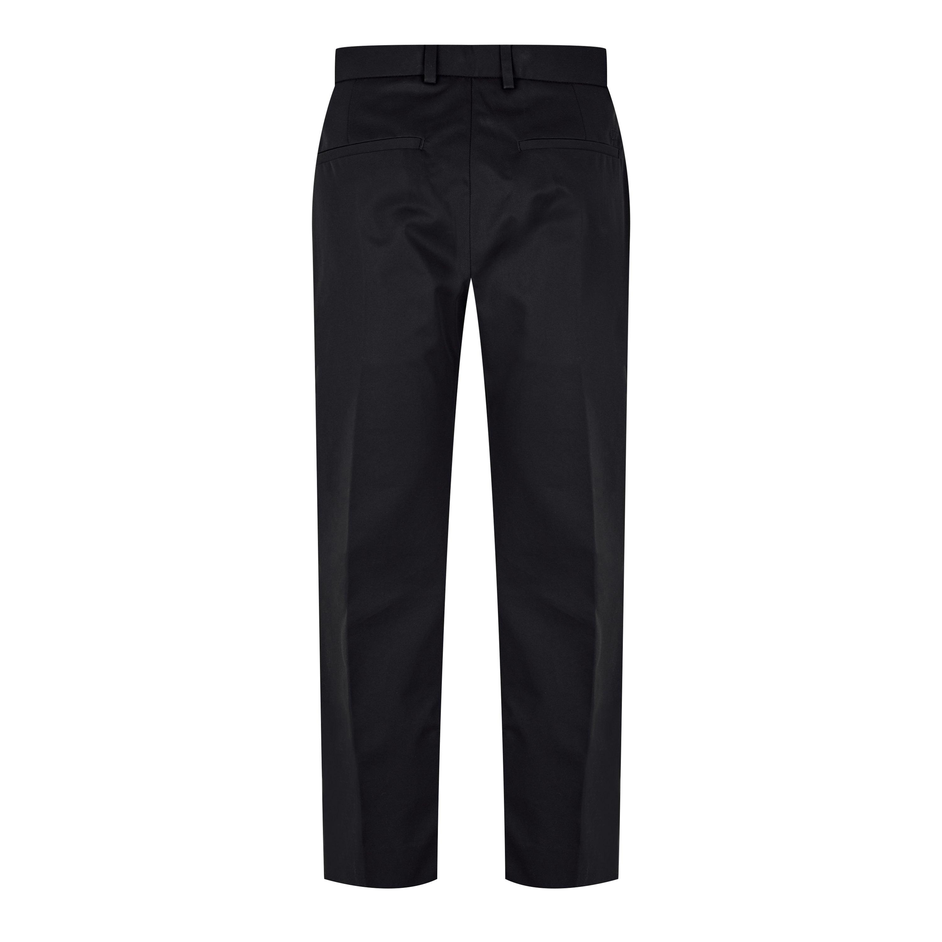 Black - Off White - Men's  Slim Zipped Pant, Slim Fit Trousers - 2