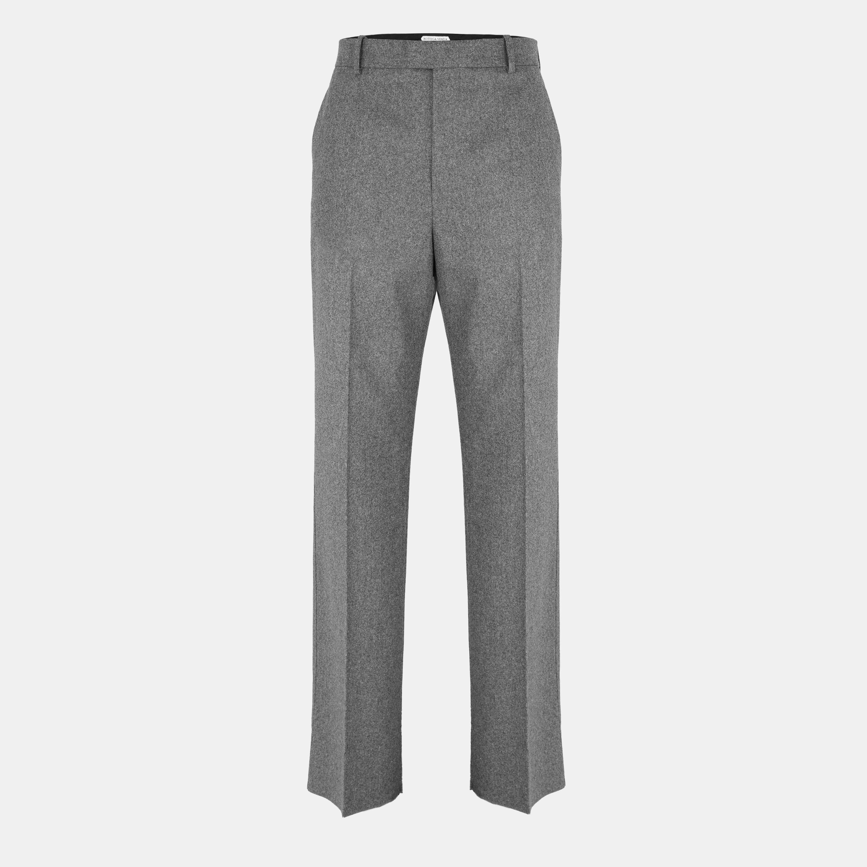 Grey Melange - Bottega Veneta - Light Wool Flannel Trousers - 1