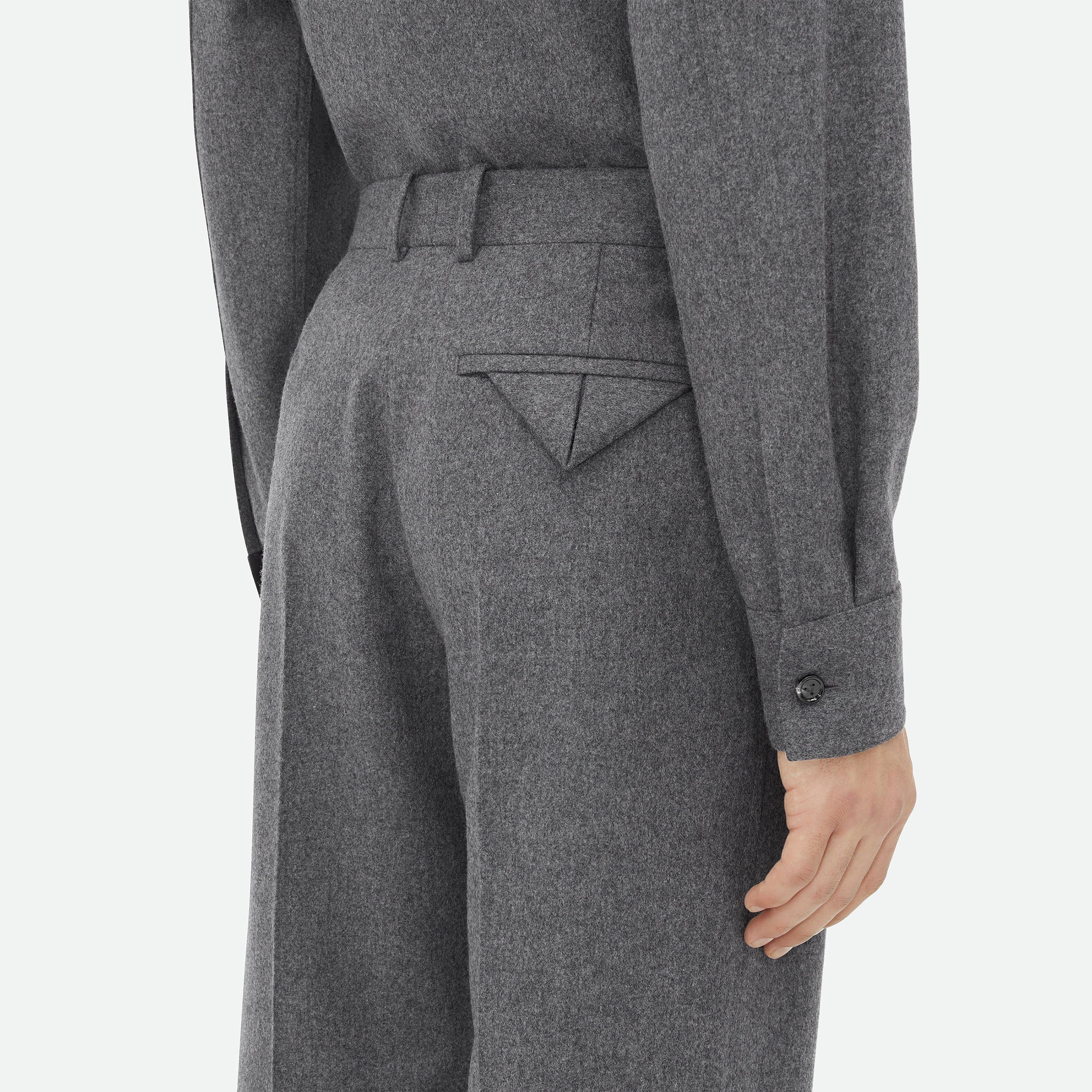 Grey Melange - Bottega Veneta - Light Wool Flannel Trousers - 5