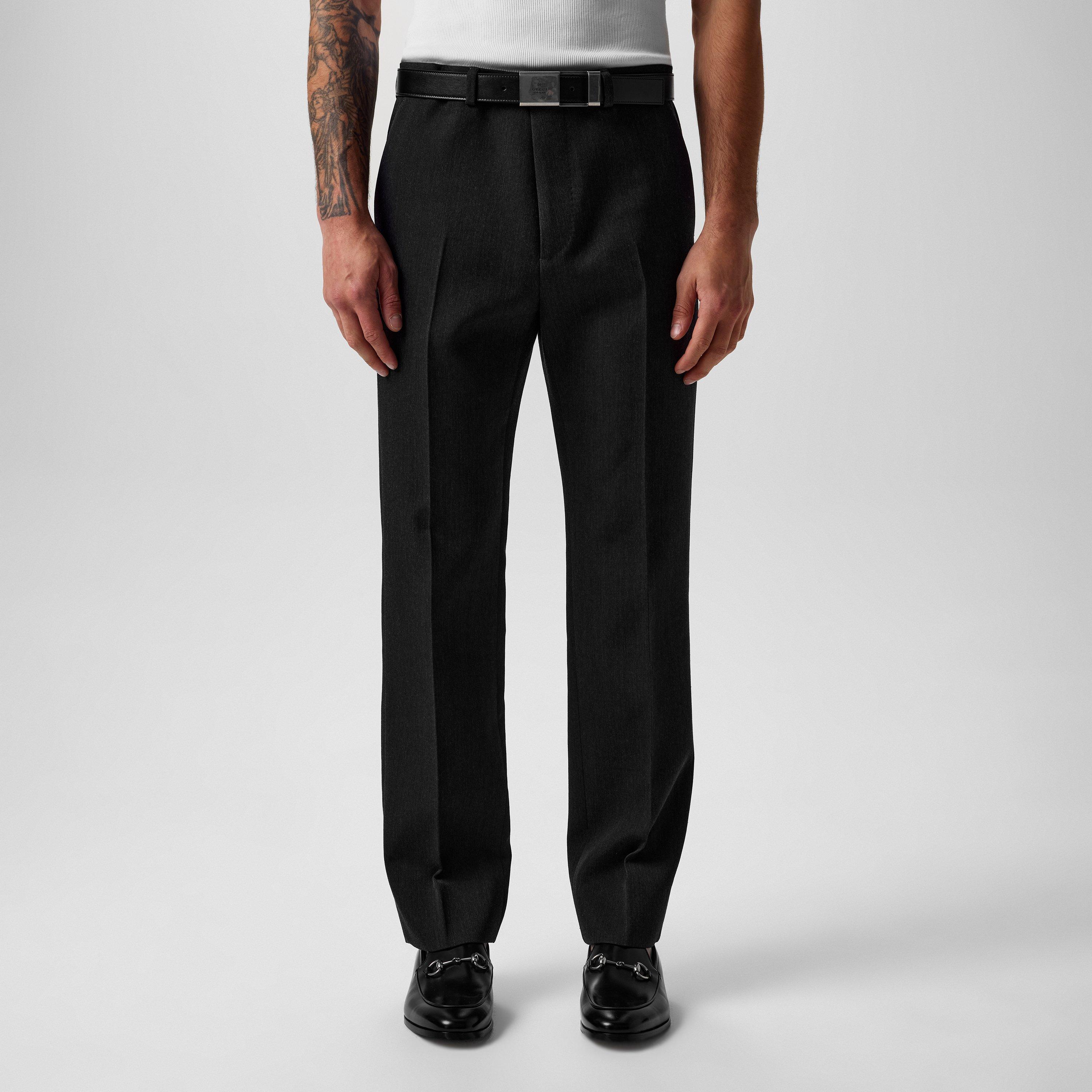 Grey Melange - Gucci - Wool Slim Fit Trousers - 1