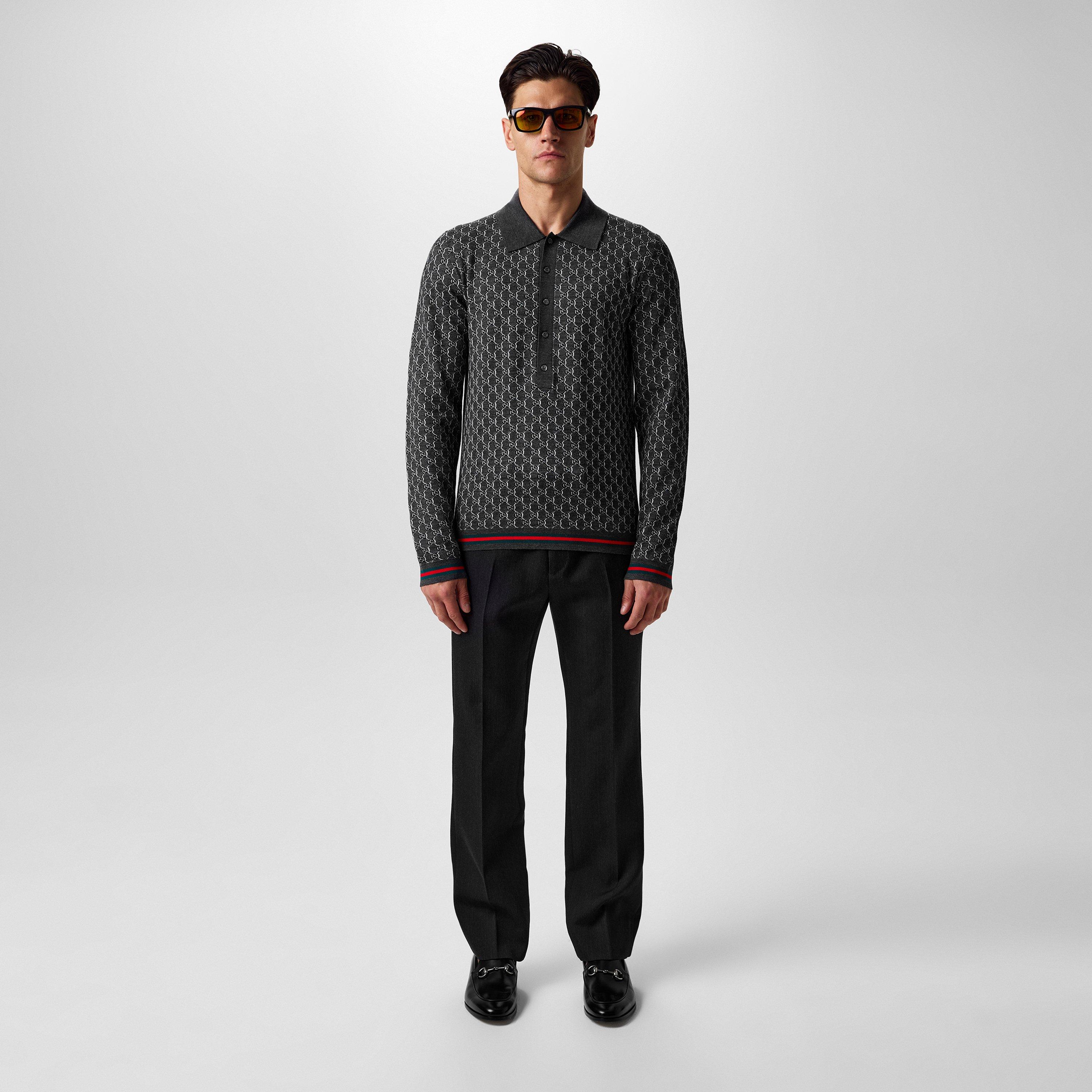 Grey Melange - Gucci - Wool Slim Fit Trousers - 4