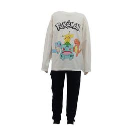 Character Pokemon white oversized tshirt and black cargo jogger set Jn44