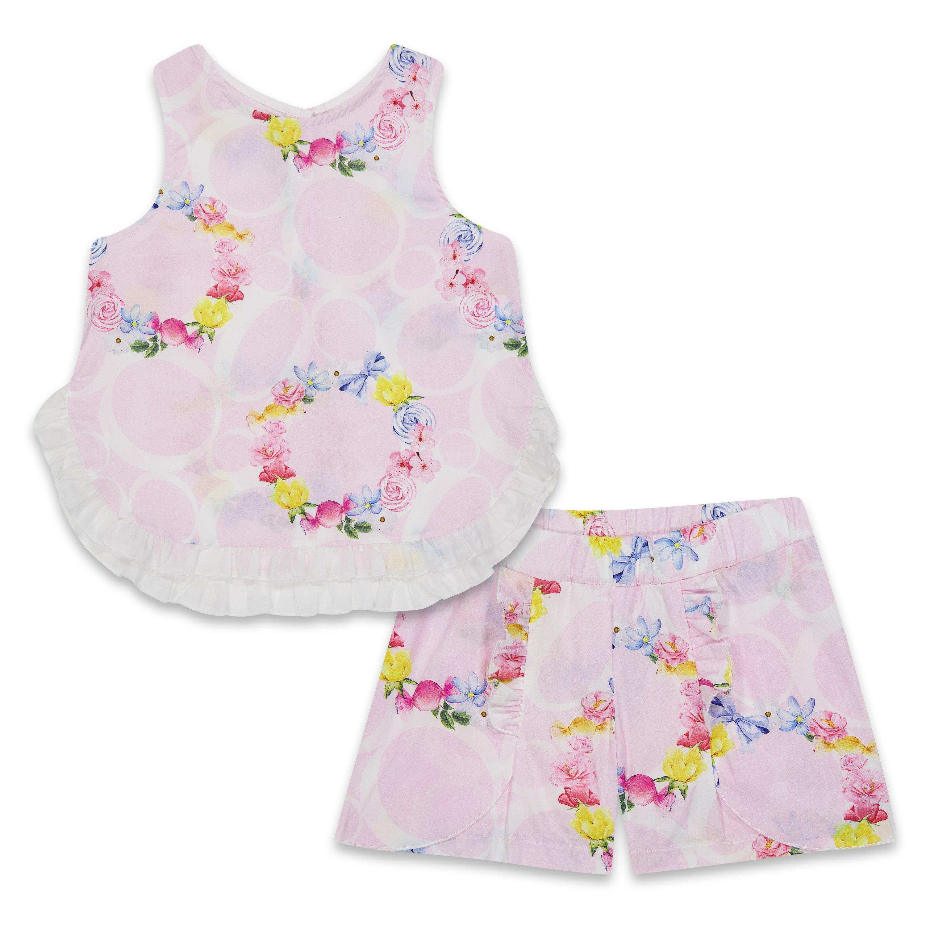 Pink - Balloon Chic - Kids' Floral Clothing Set - 1
