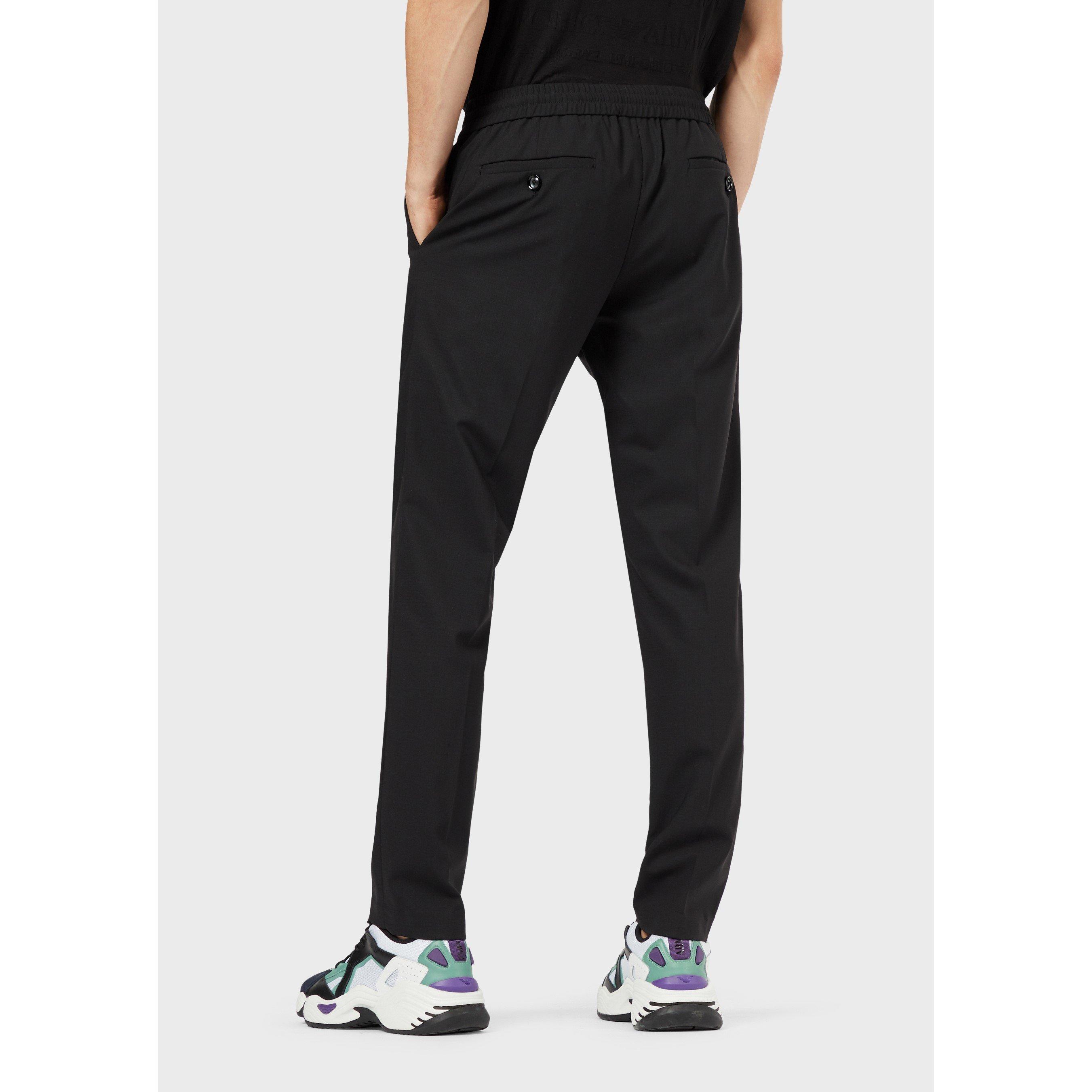 Black - Emporio Armani - Men's Casual Straight Leg Trousers - 3