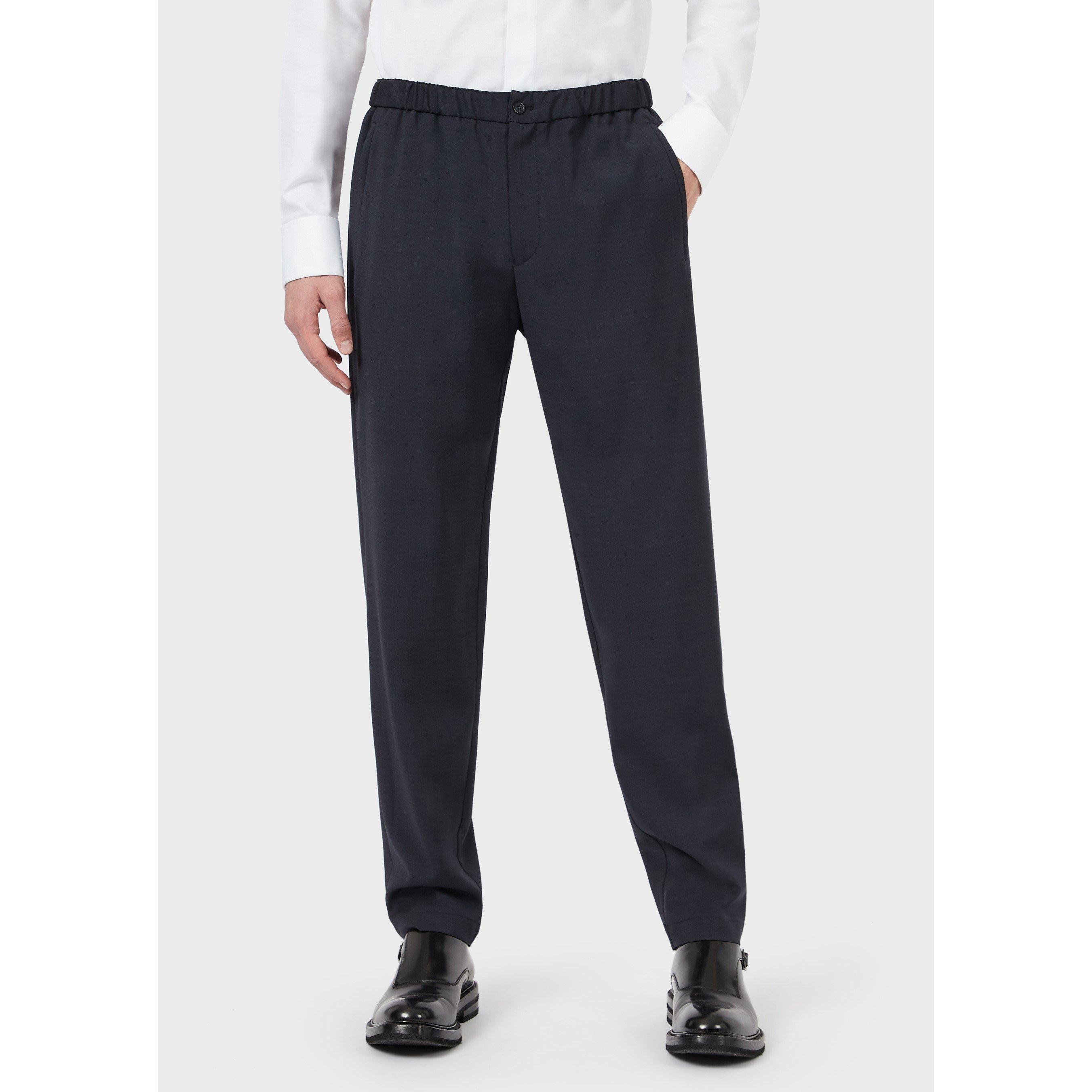 Emporio Armani Men's Straight Leg Trousers - Navy Blue - S