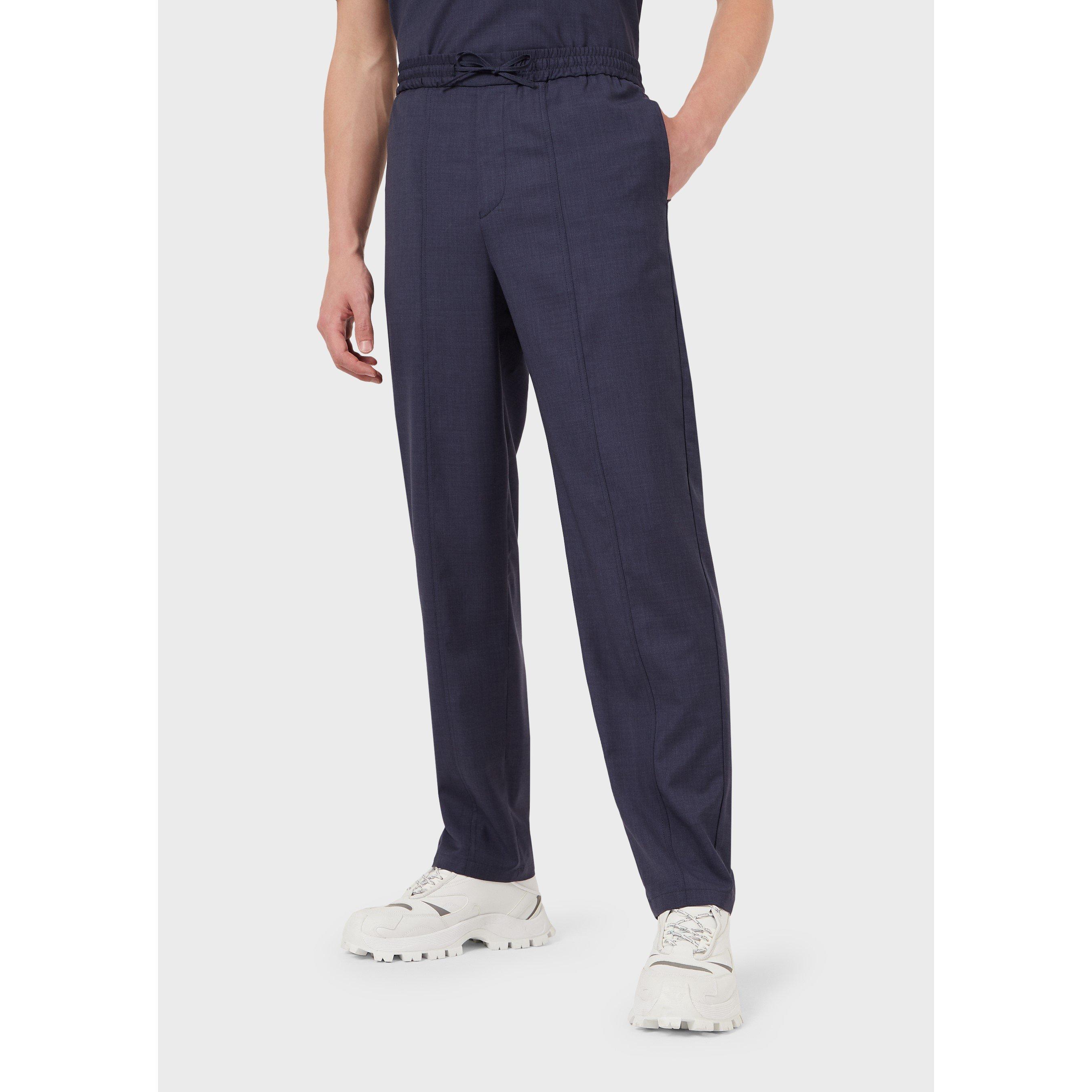 Blue Avio - Emporio Armani - Men's Casual Straight Leg Trousers - 1