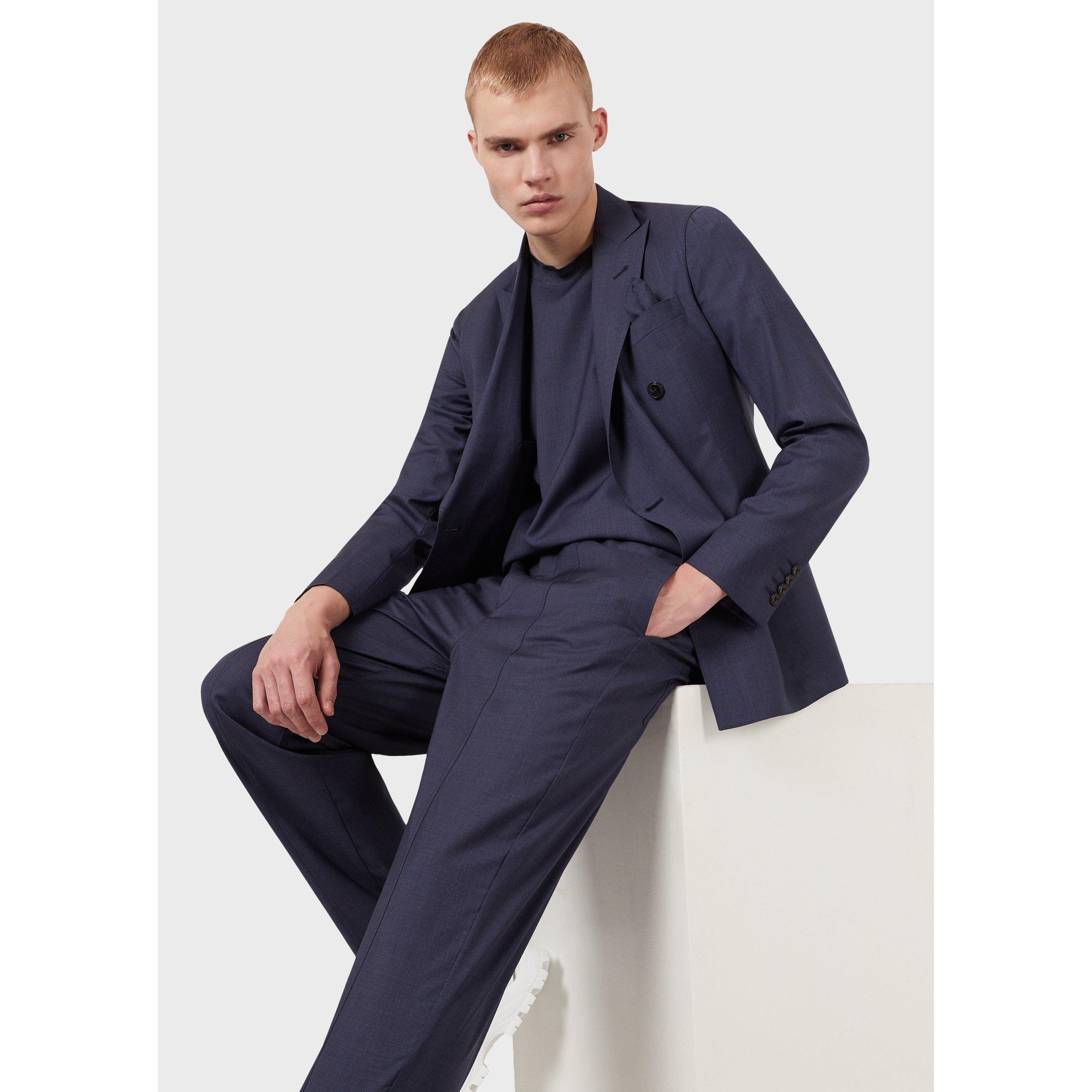 Blue Avio - Emporio Armani - Men's Casual Straight Leg Trousers - 2