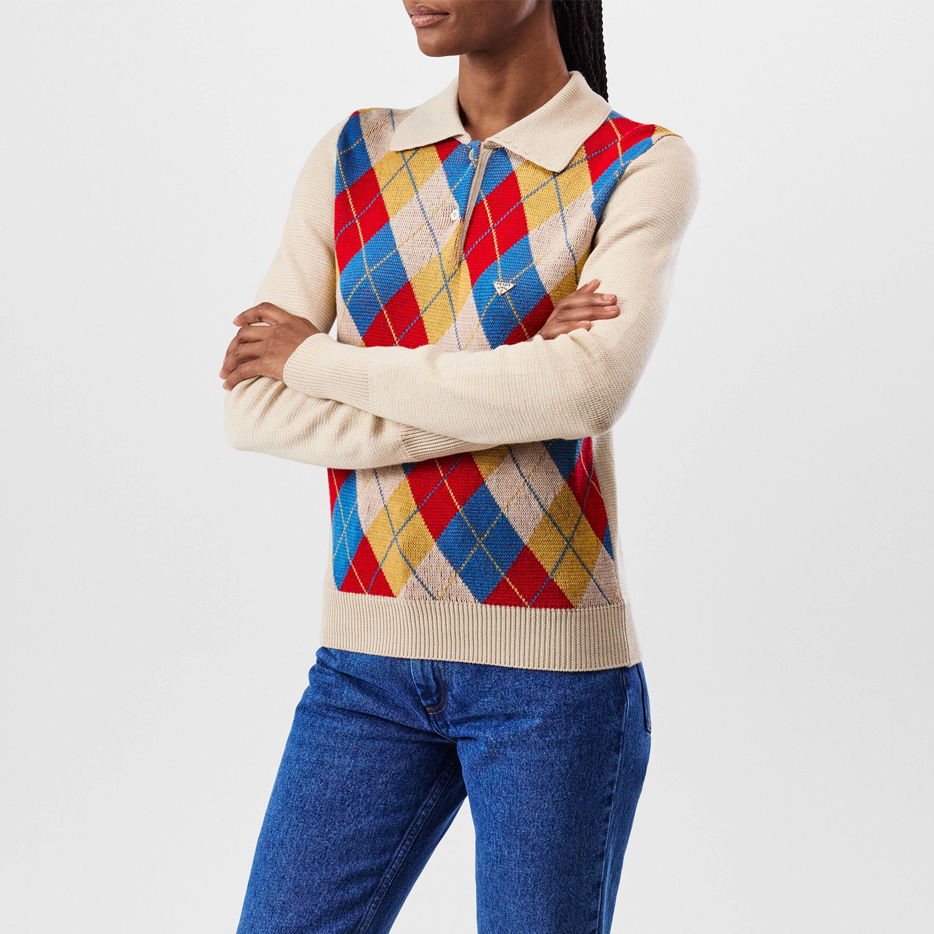 SABBIA - Prada - Long Sleeve Argyle Polo Shirt - 3