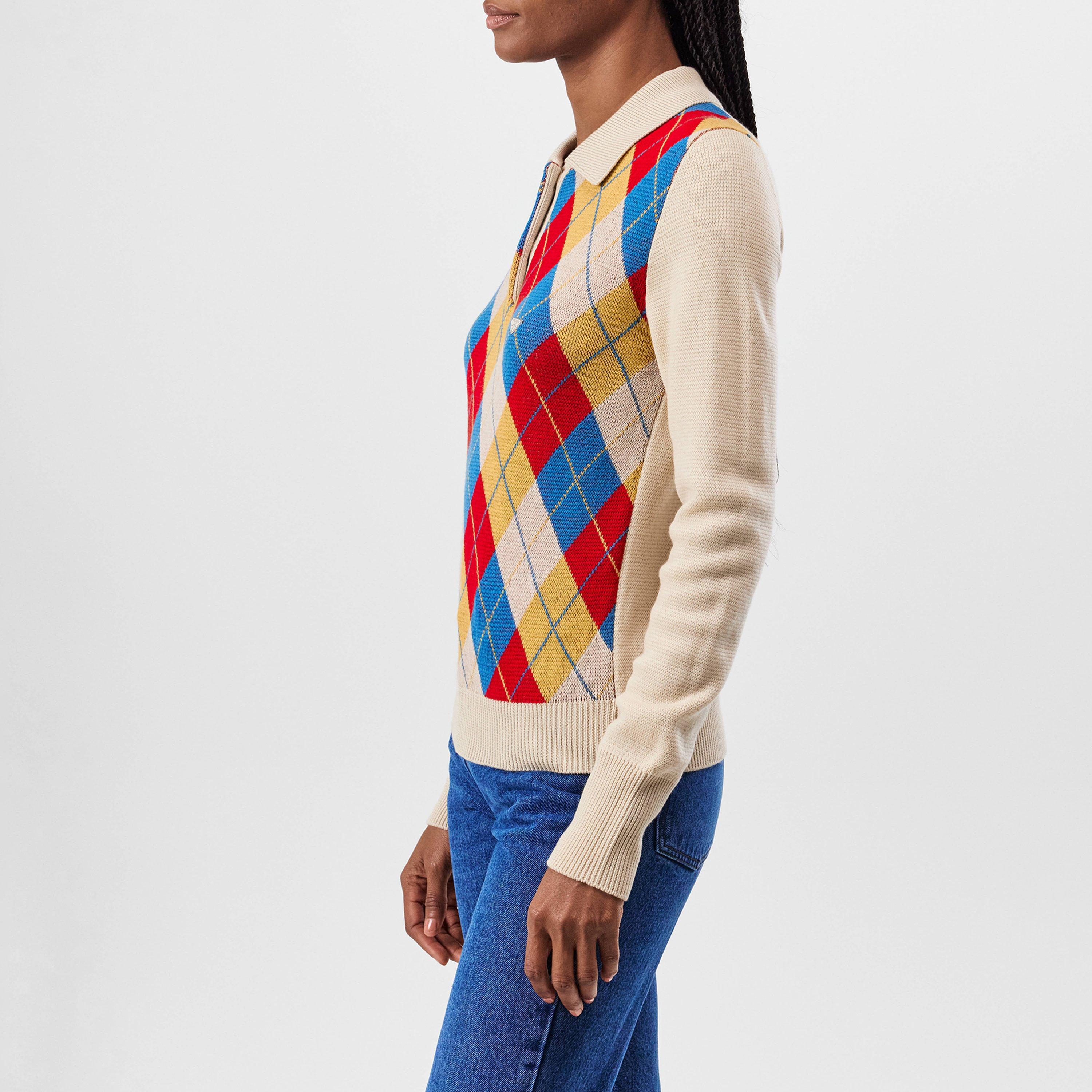 SABBIA - Prada - Long Sleeve Argyle Polo Shirt - 5