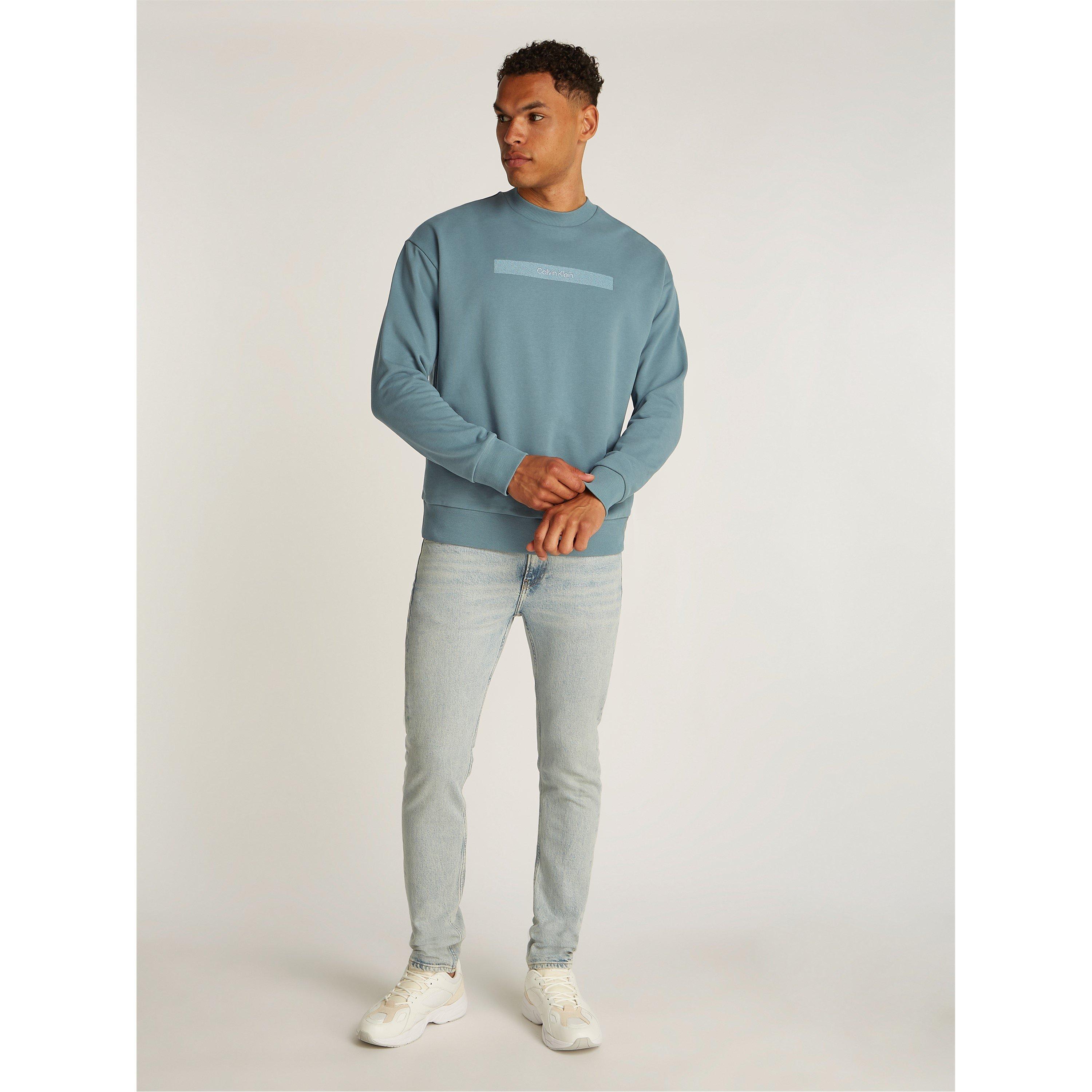 Blue CFQ - Calvin Klein - Men's Structured Embroidery Sweatshirt - 1