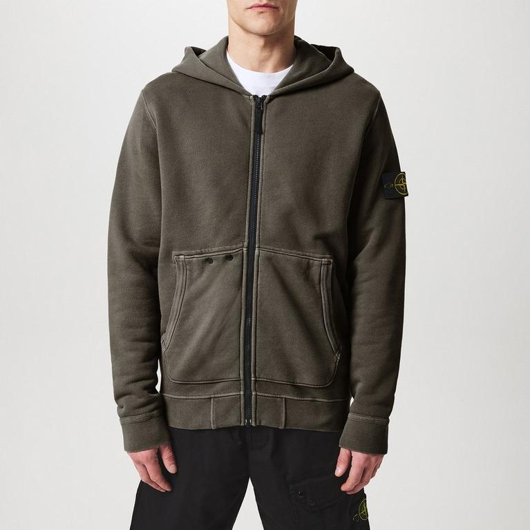 Stone Island | Brushed Fleece Zip Up Hooded Sweatshirt Stone Island | Brushed Fleece Zip Up Hooded Sweatshirt