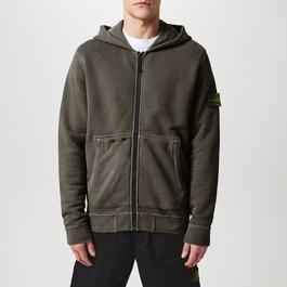 Stone Island Brushed Fleece Zip Up Hooded Sweatshirt