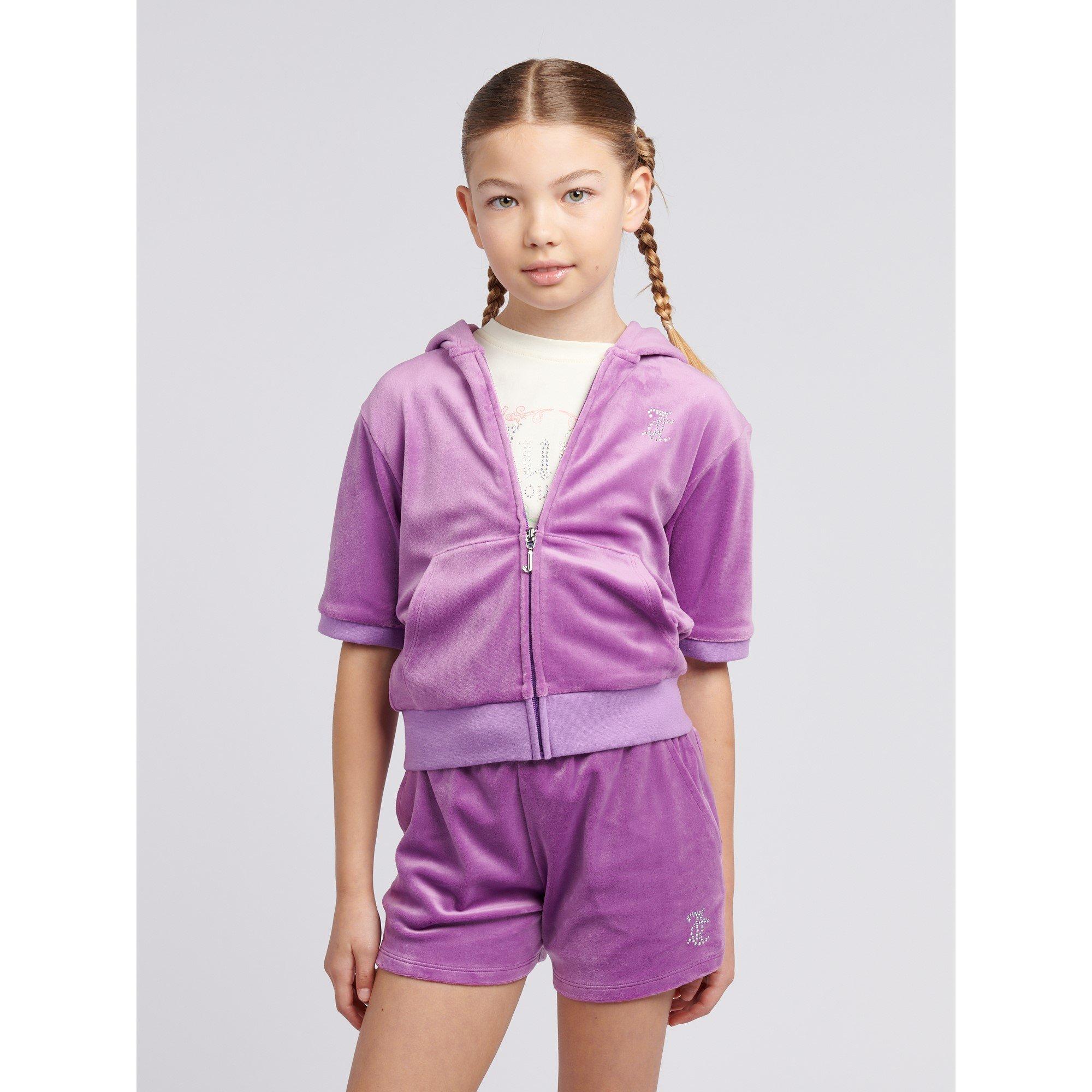 Dewberry A54 - Juicy Couture - Kids' Short Sleeve Diamond Zip Hoodie - 1
