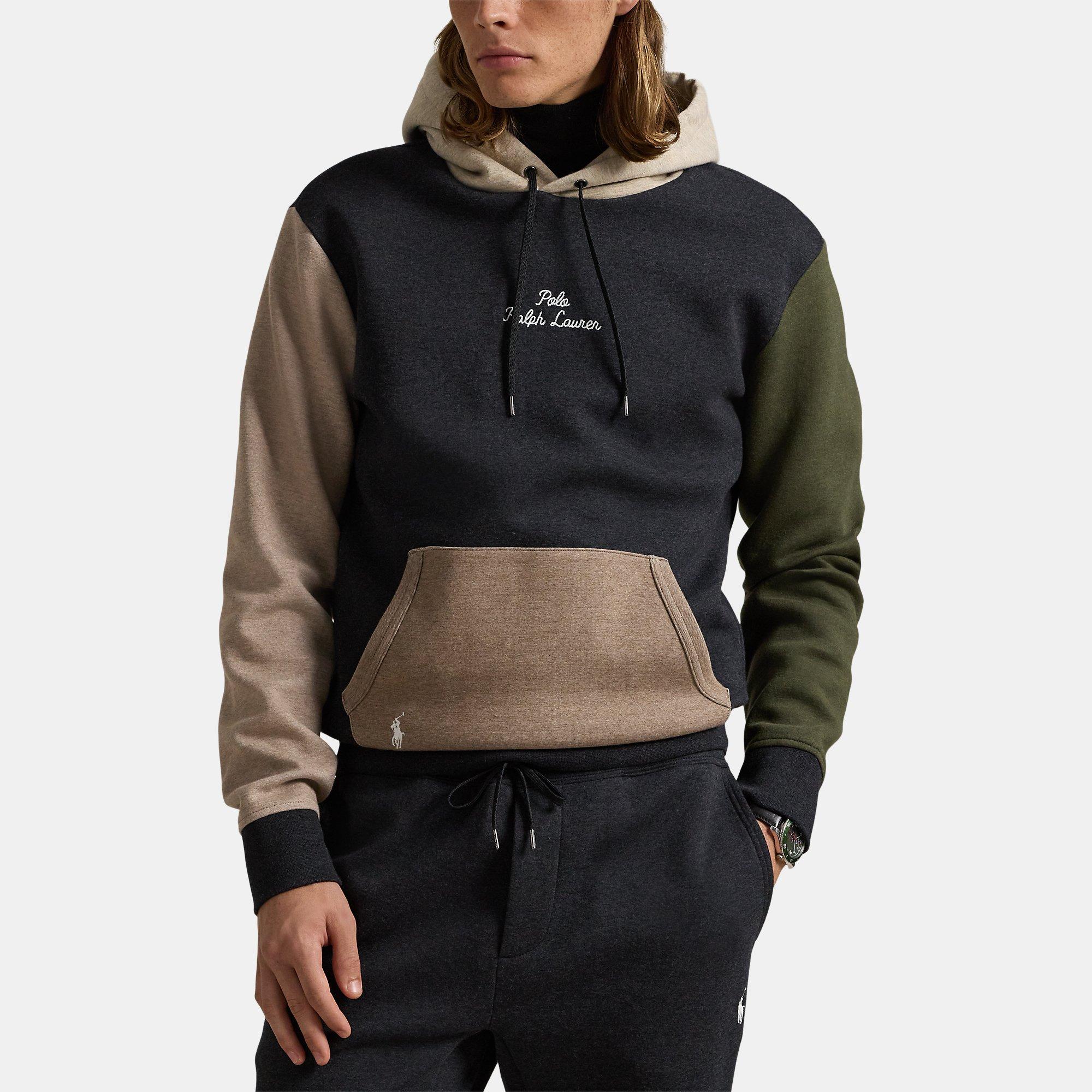 Blk Marl Hthr - Polo Ralph Lauren - Colourblock Double Knit Hoodie - 2