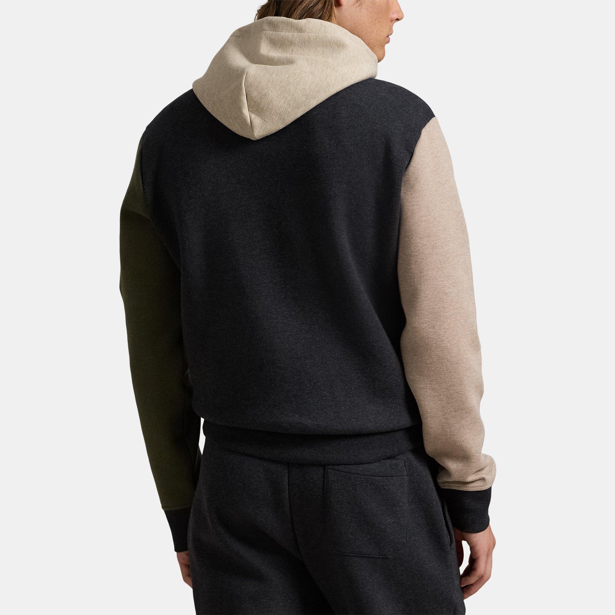 Blk Marl Hthr - Polo Ralph Lauren - Colourblock Double Knit Hoodie - 3