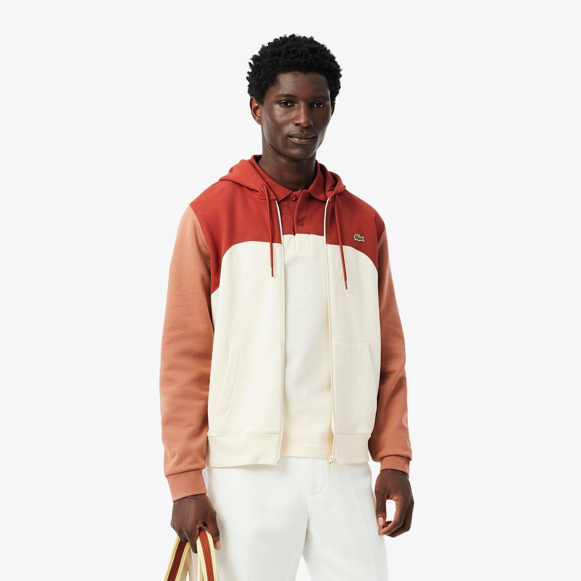 Lacoste Colour Block Zip Hoodie - Latte HBI - L