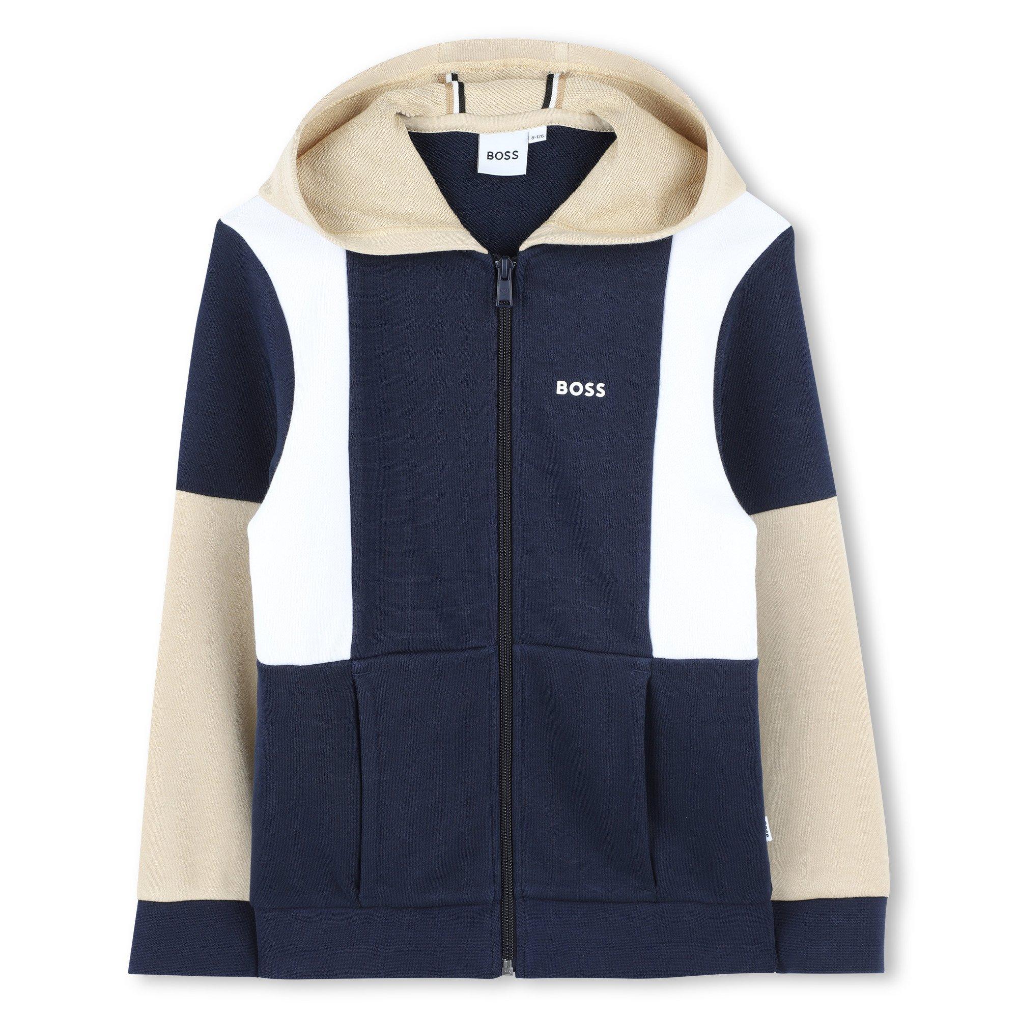 Boss Kids' Colour Block Zip Hoodie - Navy 849