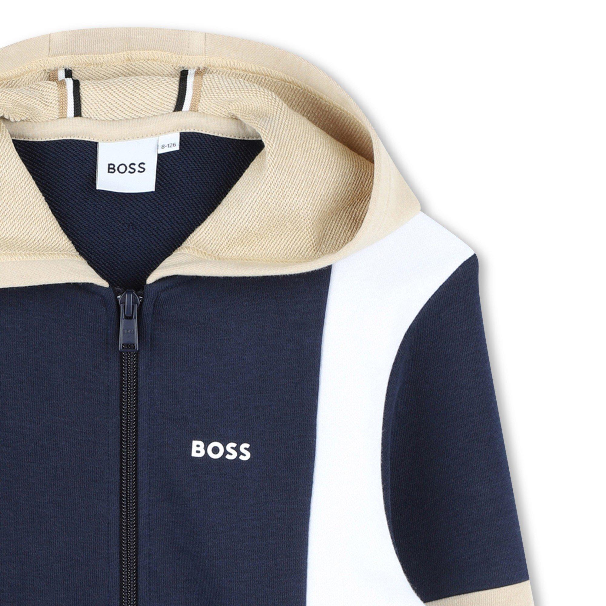 Navy 849 - Boss - Kids Colour Block Zipped Hoodie - 3