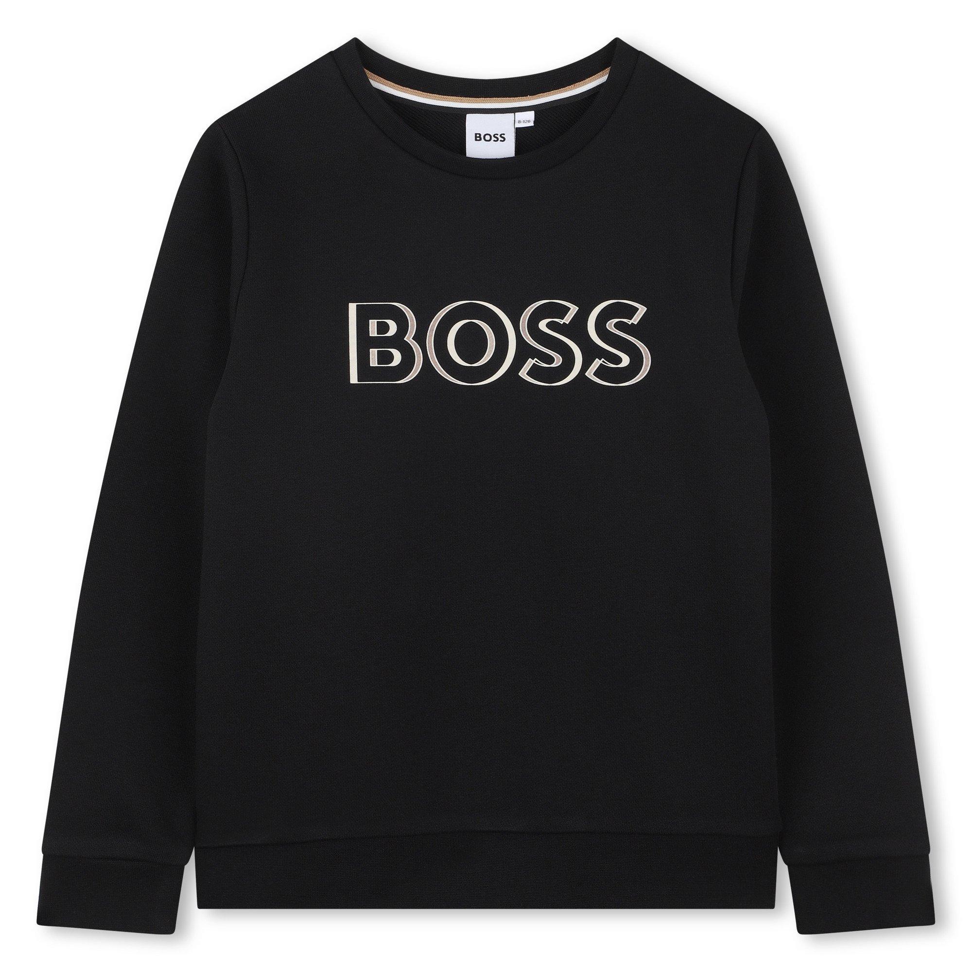 Boss Kids' Bold Logo Relaxed Fit Crew Sweatshirt - Black 09B - Size 12 Yrs