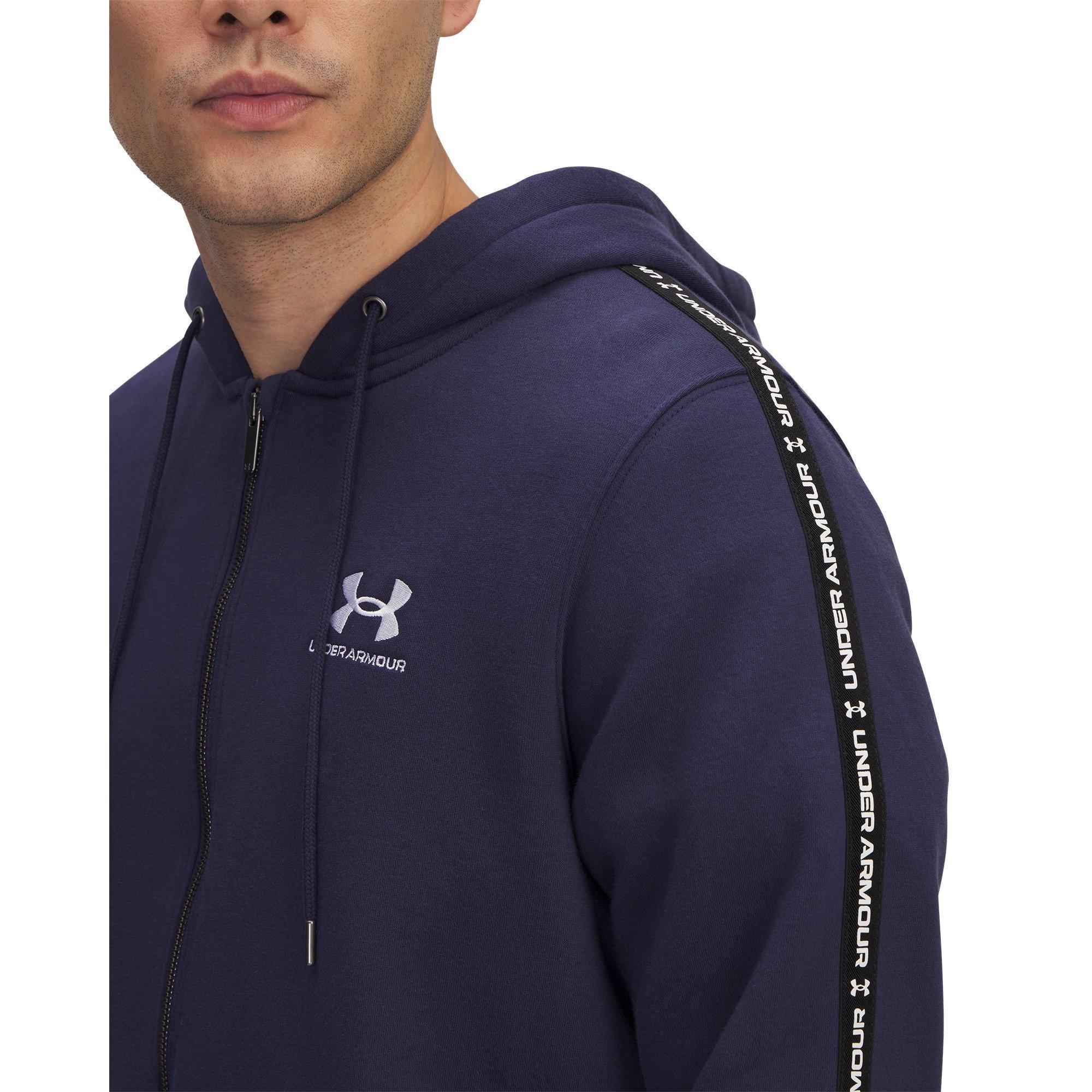 Mdnt Azul Marinho/Branco - Under Armour - Icon Fleece Taping Full-Zip Hoodie - 3