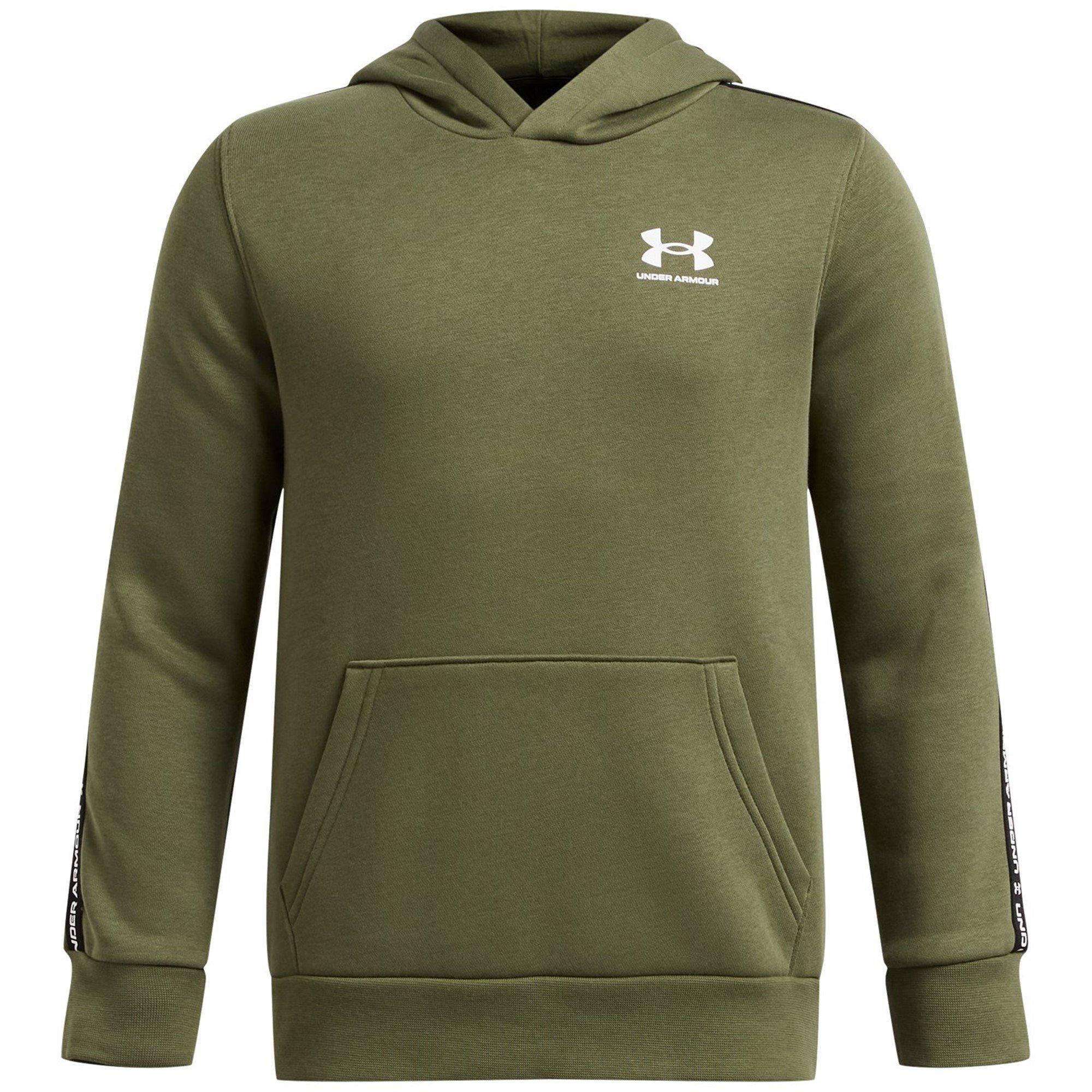 Mrne Grn/Wht - Under Armour - Kids' Icon Fleece Taping Juniors Hoodie - 1