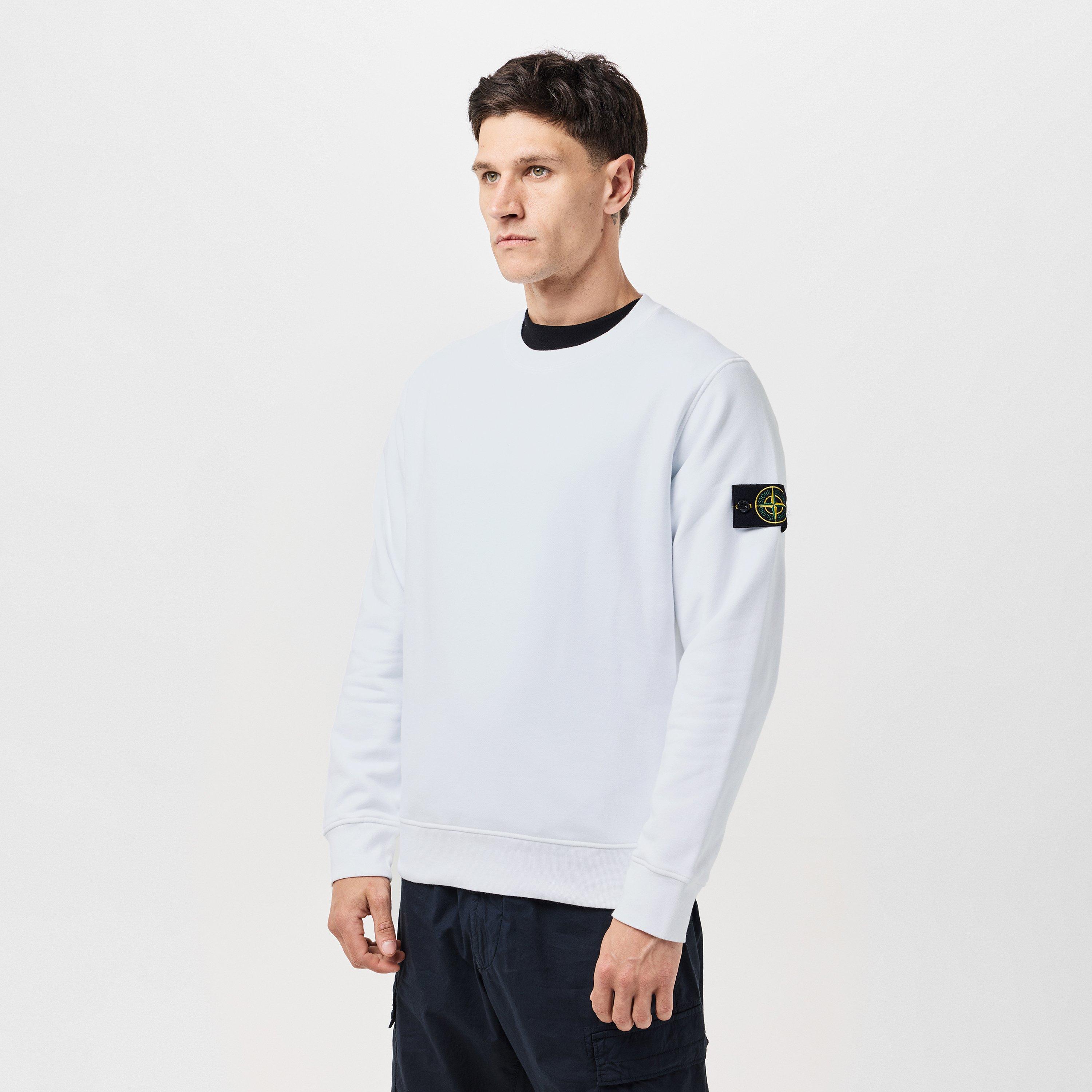 Bianco V0001 - Stone Island - Men's Logo Lightweight Cotton Fleece Jumper - 3