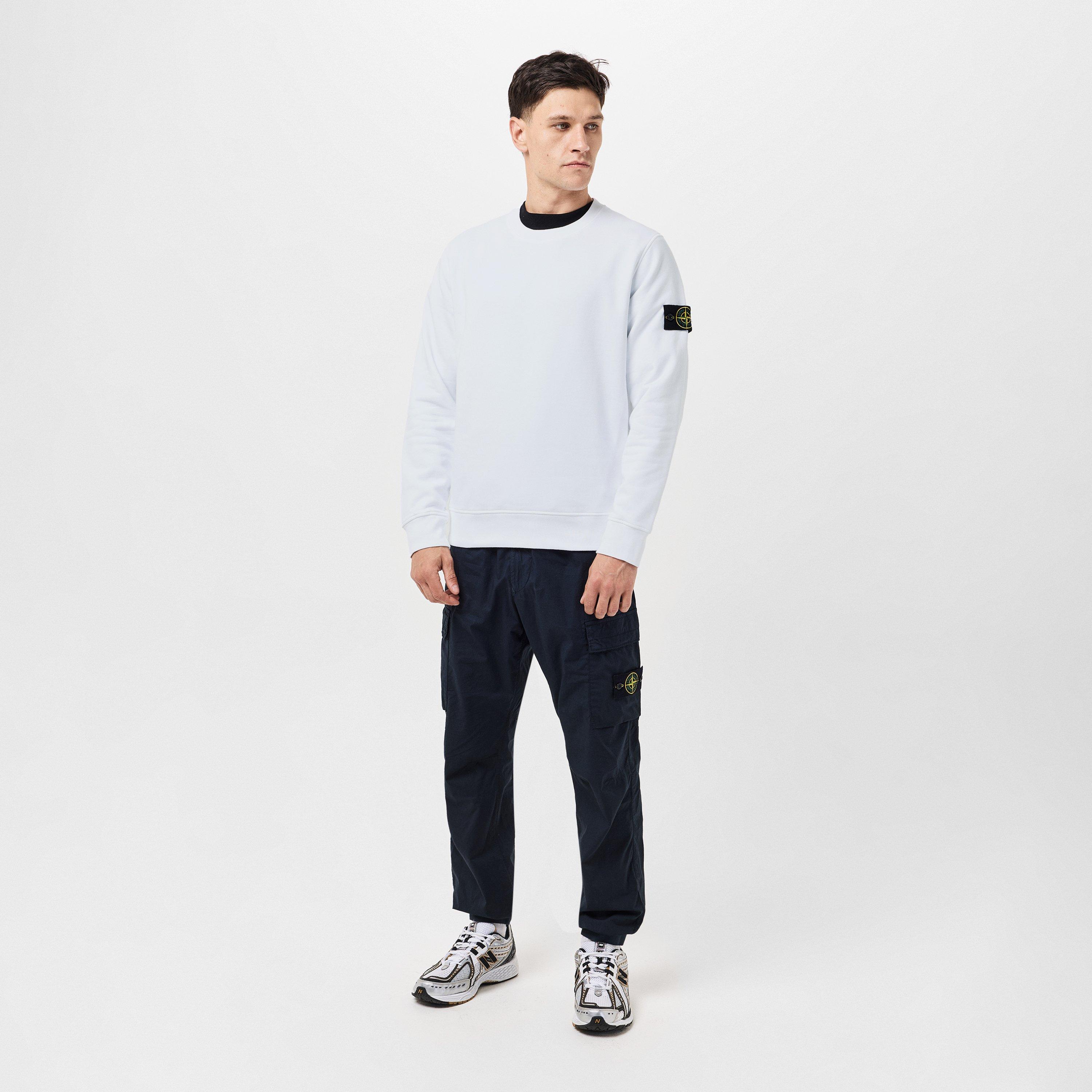 Bianco V0001 - Stone Island - Men's Logo Lightweight Cotton Fleece Jumper - 6