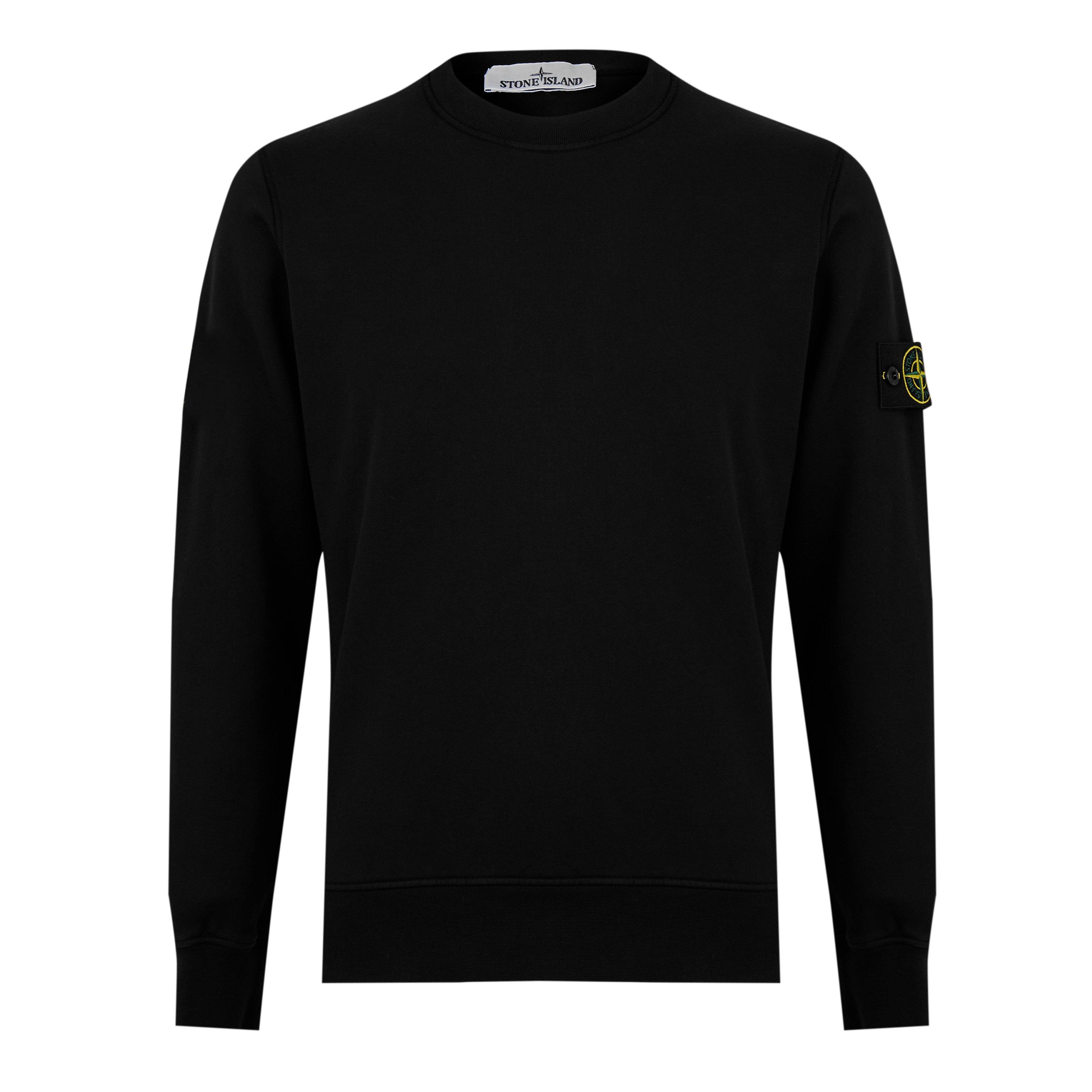 Stone Island Men's Logo Lightweight Cotton Fleece Jumper - Nero V0029 - S