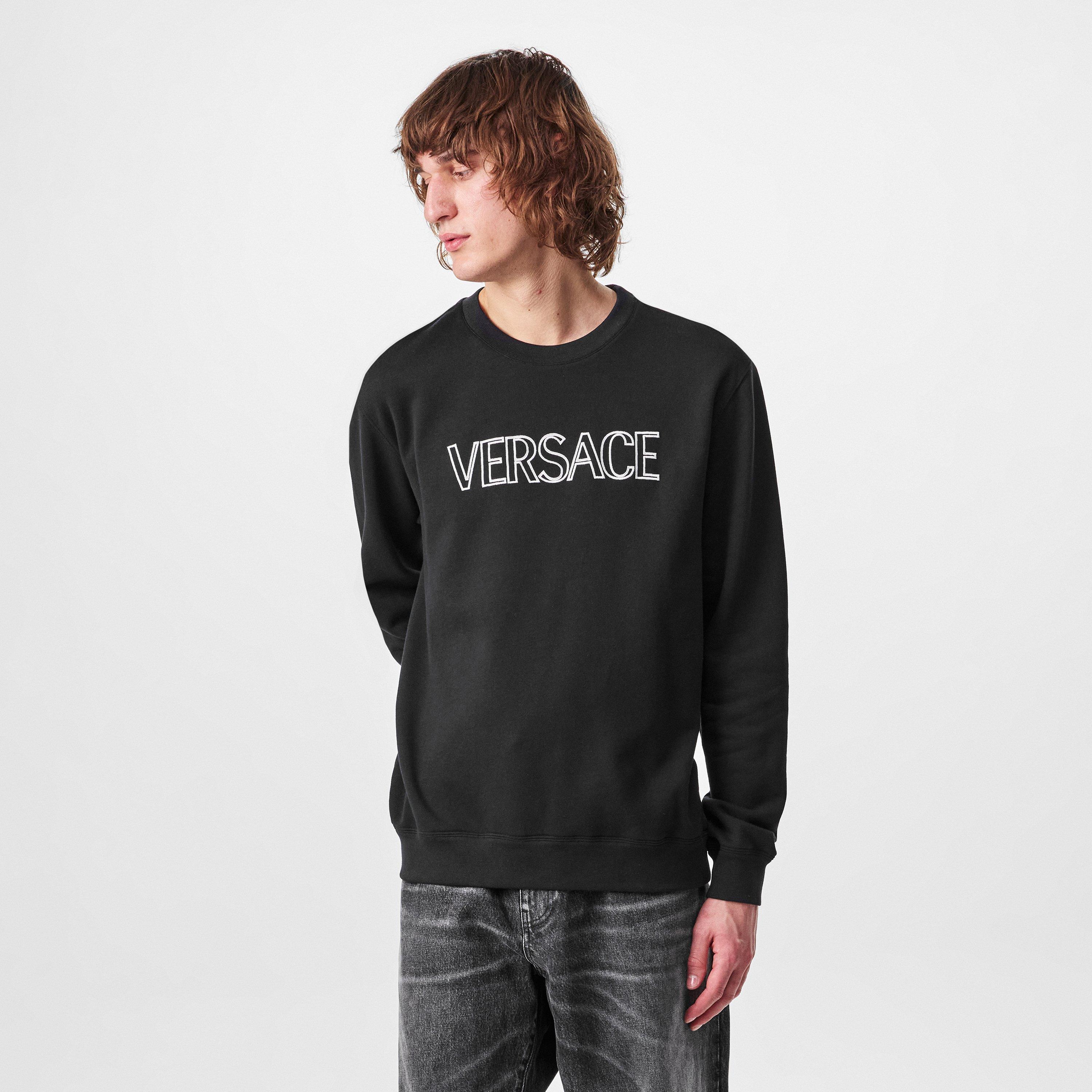 Black-White - Versace - Logo Crew Sweater - 3