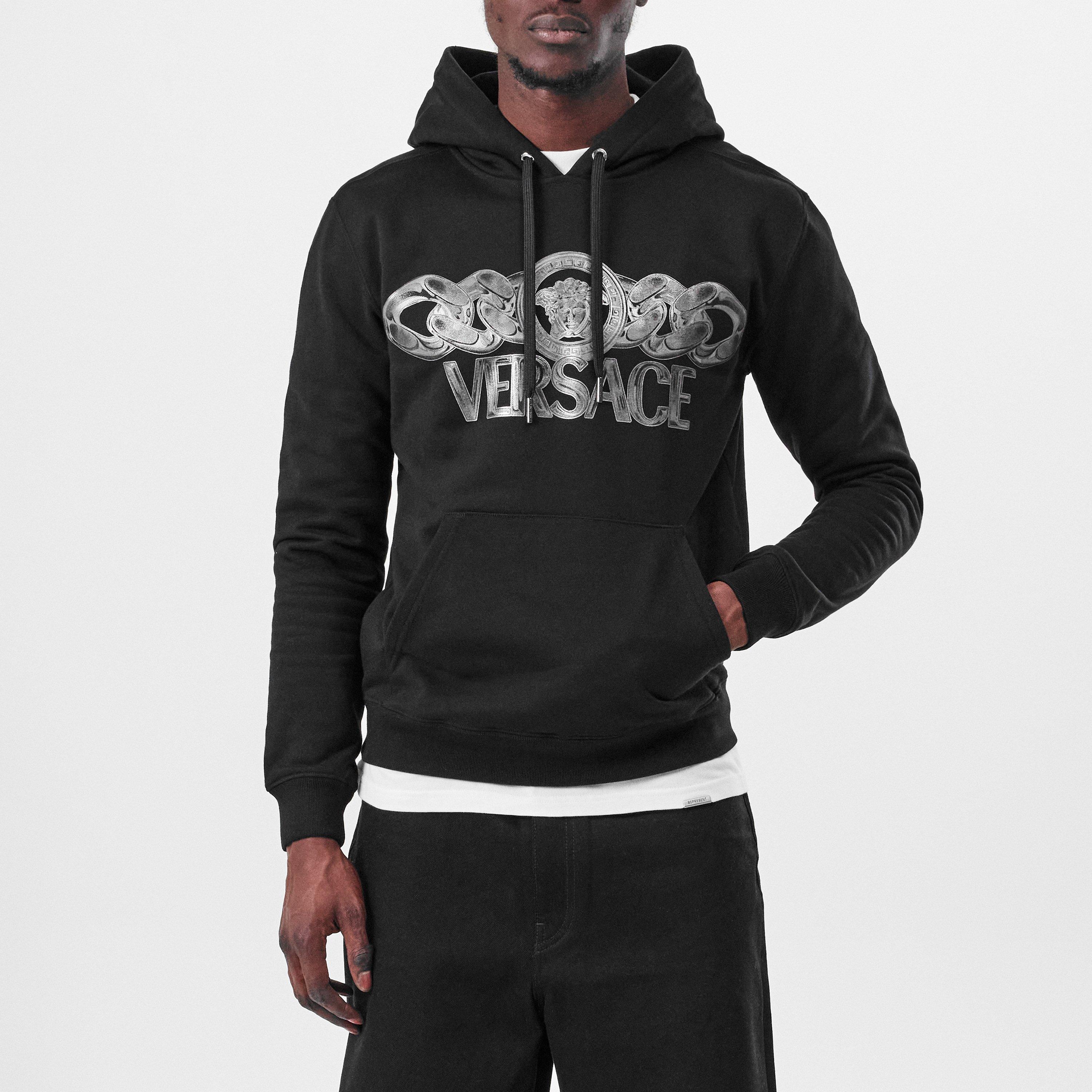 Black - Versace - Medusa On Chain Hoodie - 3