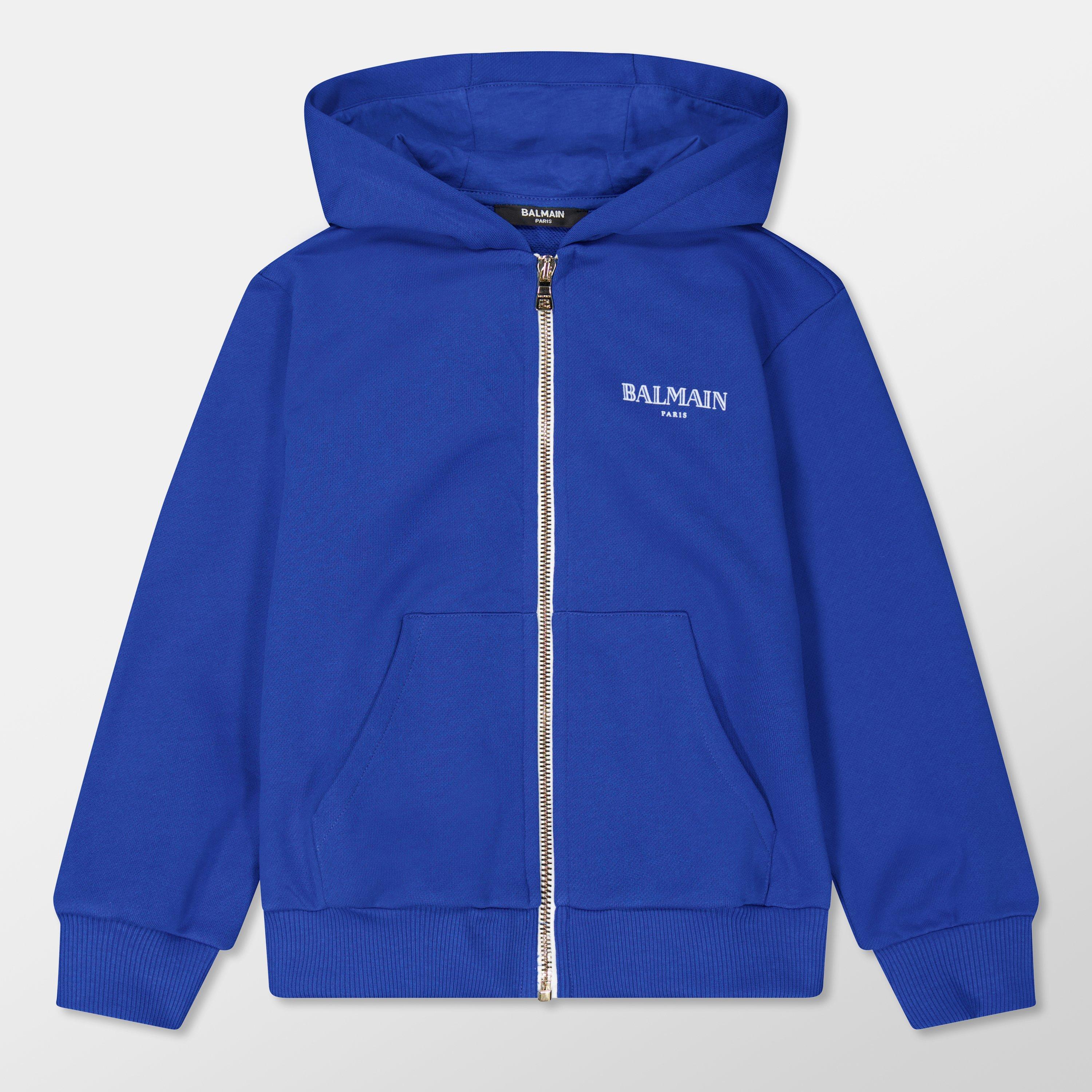 Blu/Wht 664BC - Balmain - Logo Zip Hoodie Juniors - 1