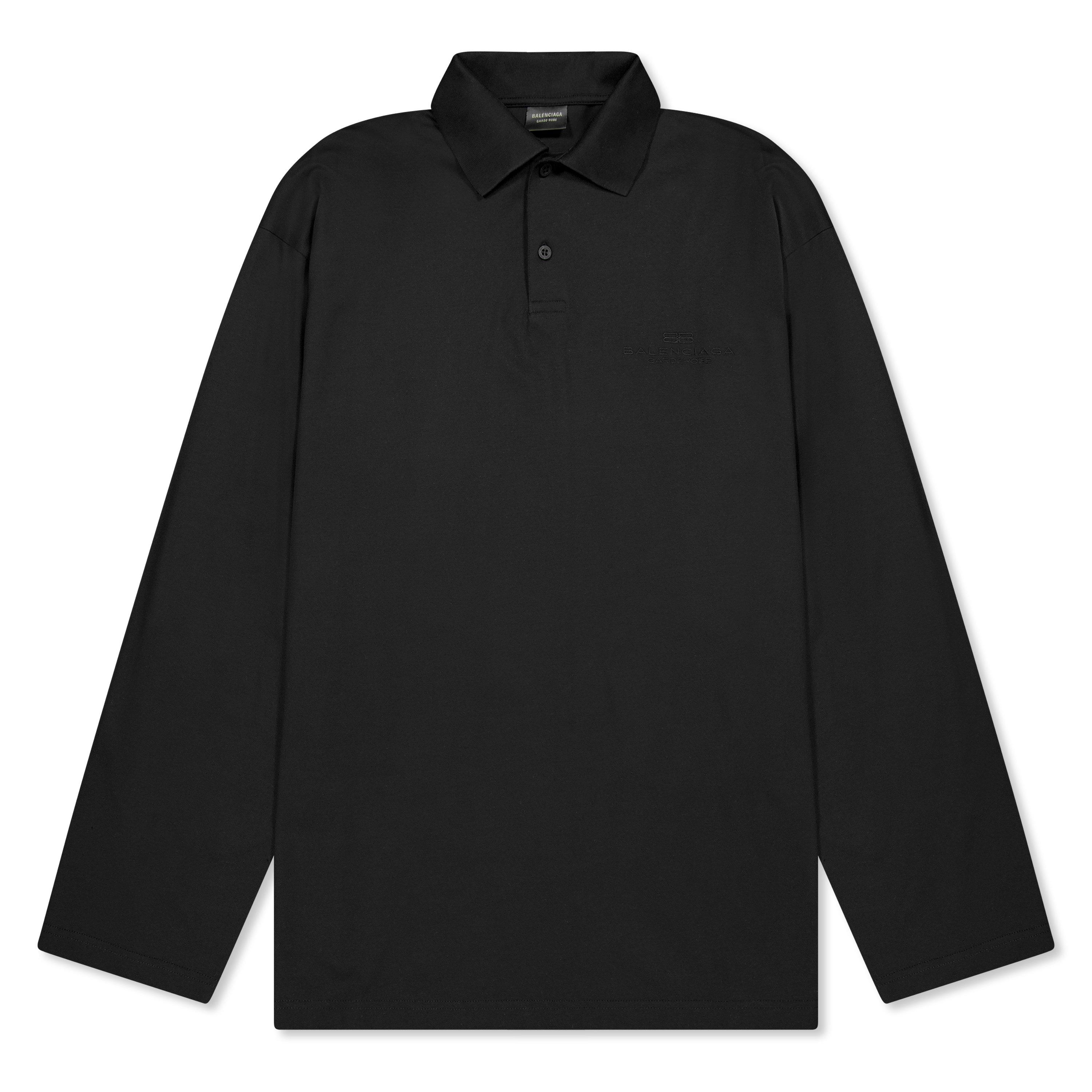 Black - Balenciaga - Men's Long-Sleeve Rugby Polo Shirt - 1