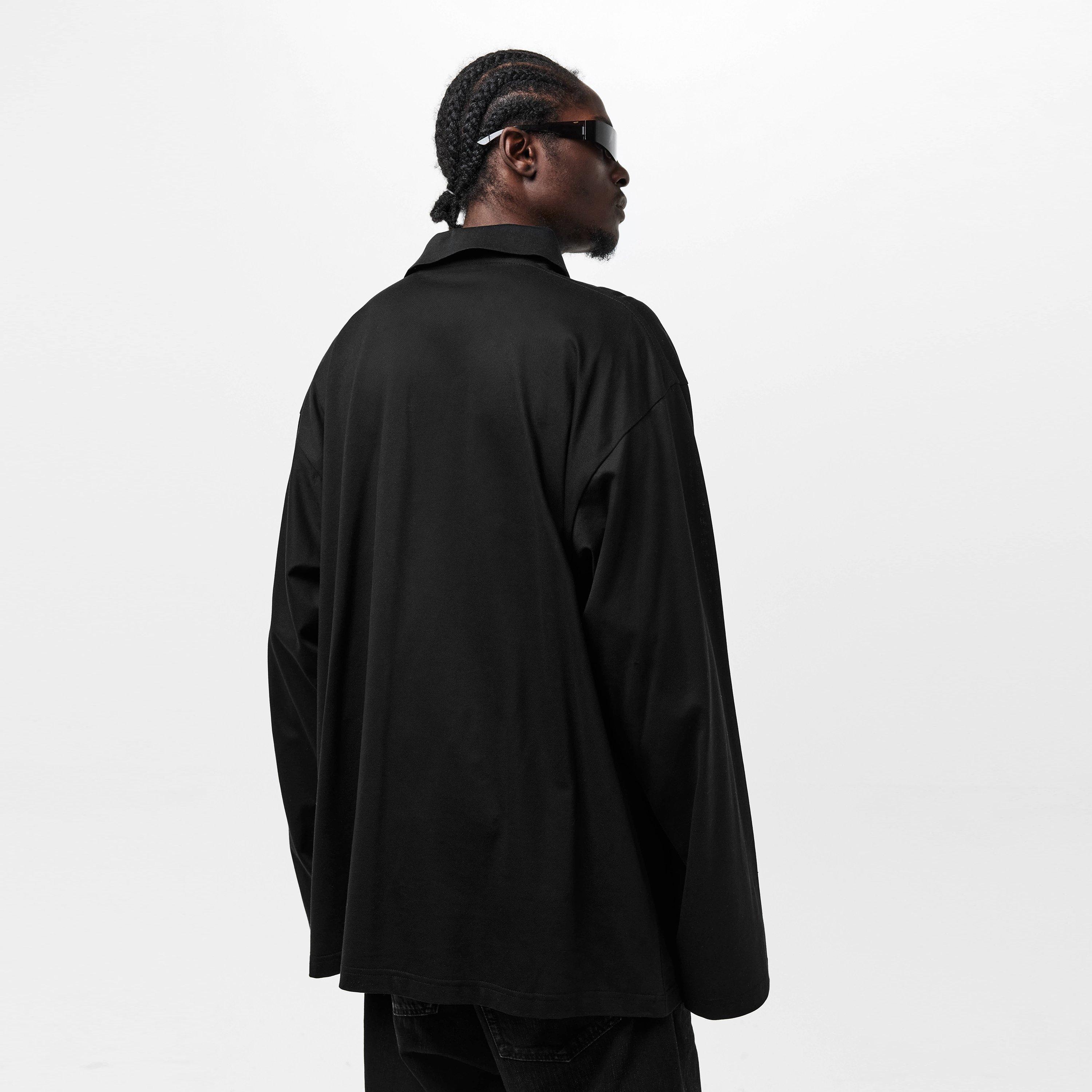 Black - Balenciaga - Men's Long-Sleeve Rugby Polo Shirt - 4