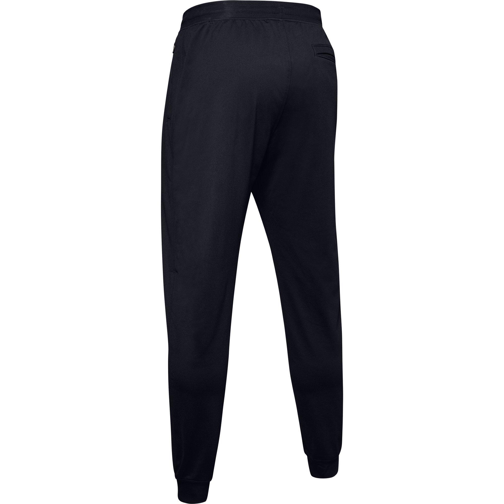 Black/White - Under Armour - Sportstyle Closed Hem Poly Joggers - 2