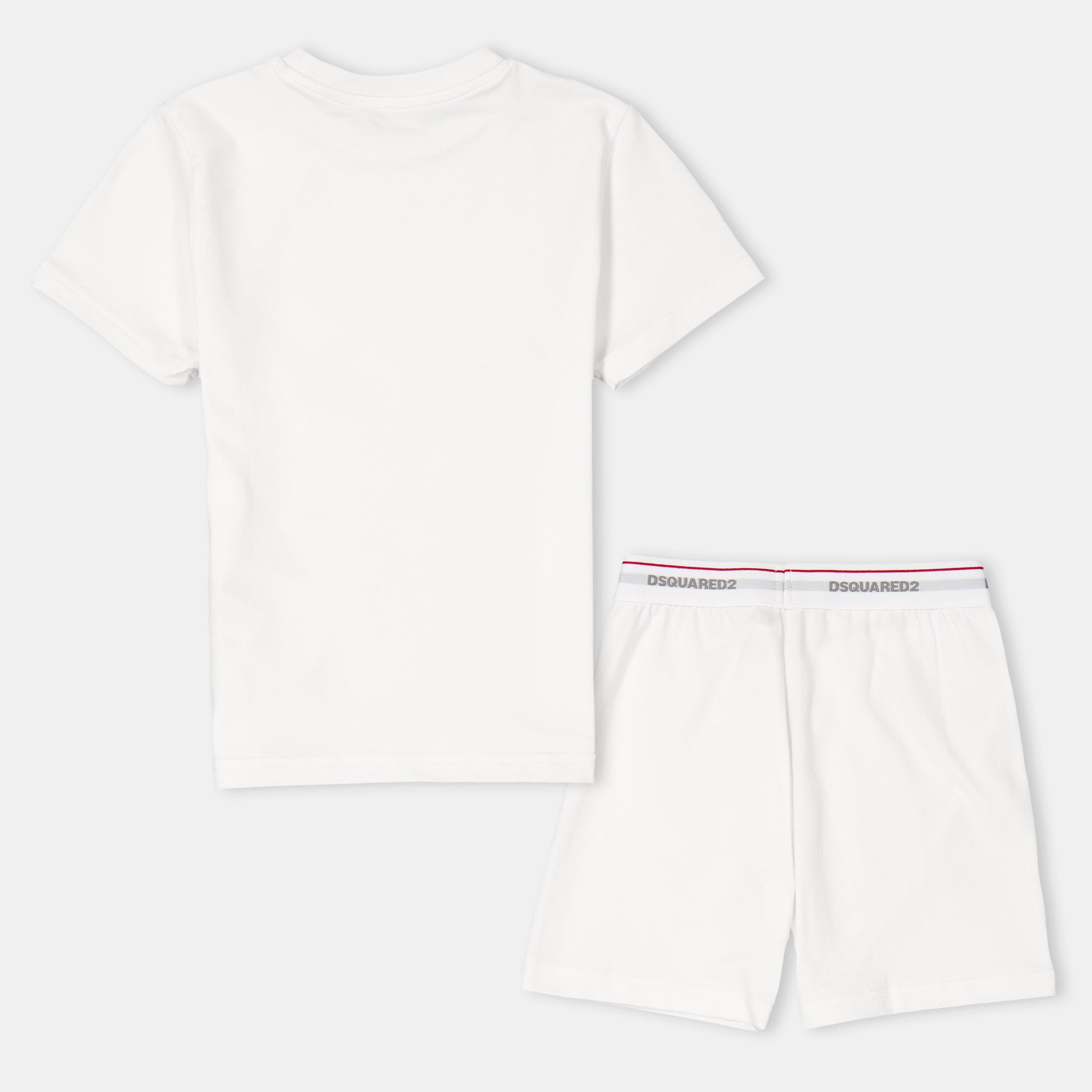 White DQ100 - DSquared2 - Kids' Logo T-Shirt and Shorts Set - 2