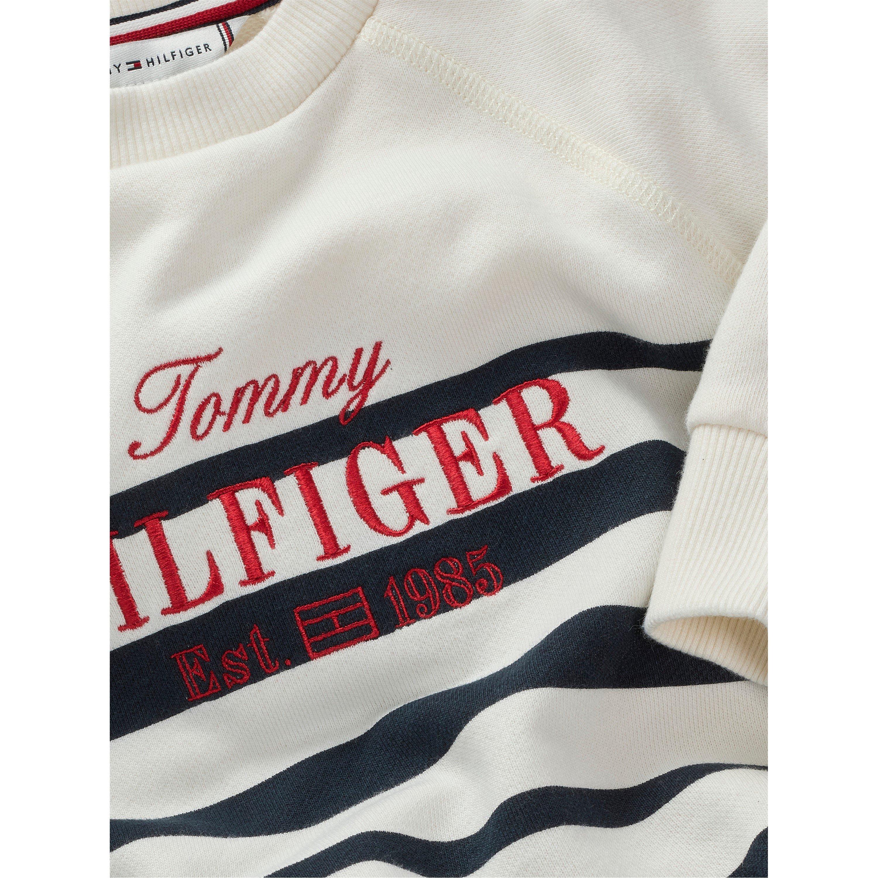 Navy Stripe 0A7 - Tommy Hilfiger - Kids' Script Cotton Crew Sweatshirt - 2
