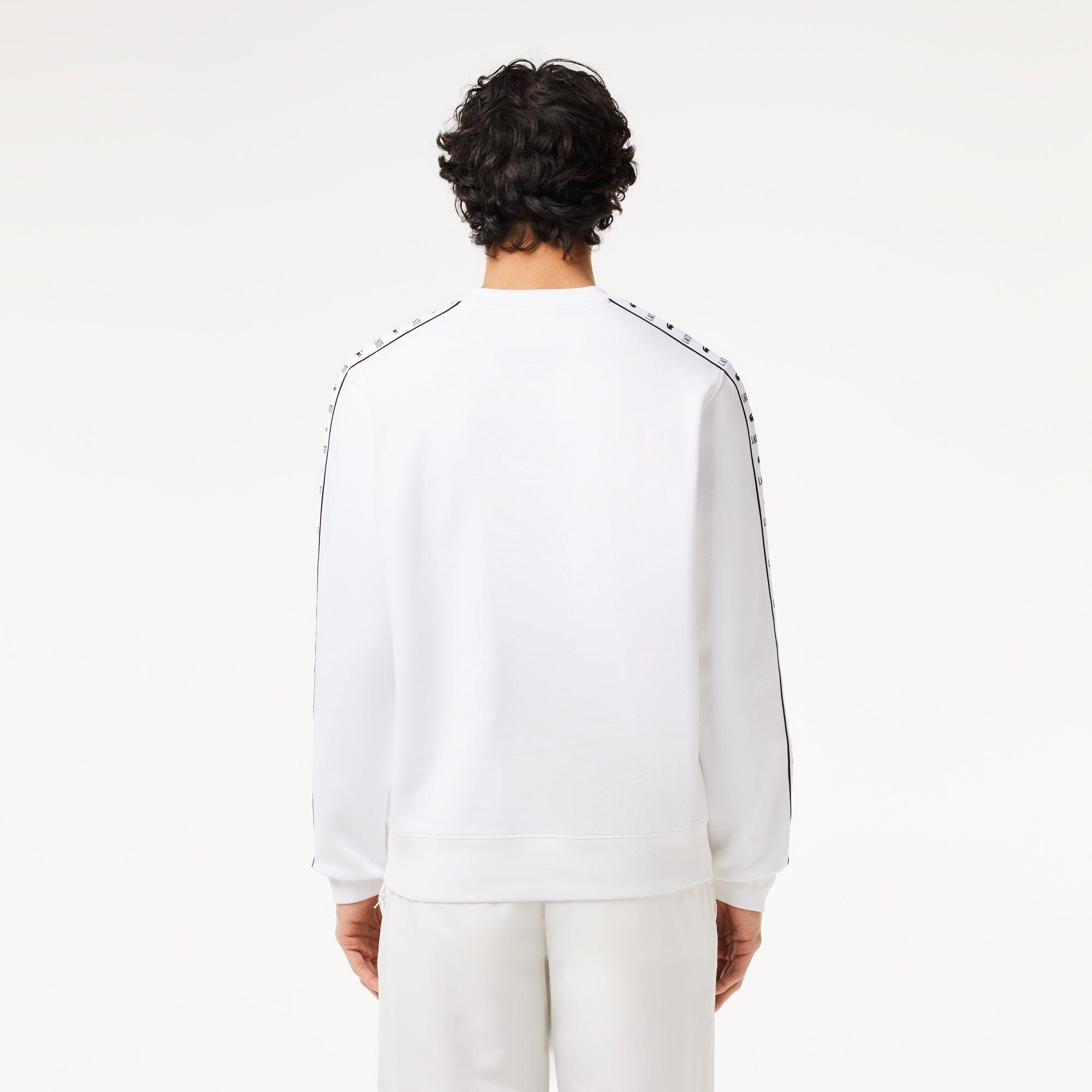 White - Lacoste - Men's Stripe Logo Crew Sweatshirt - 2