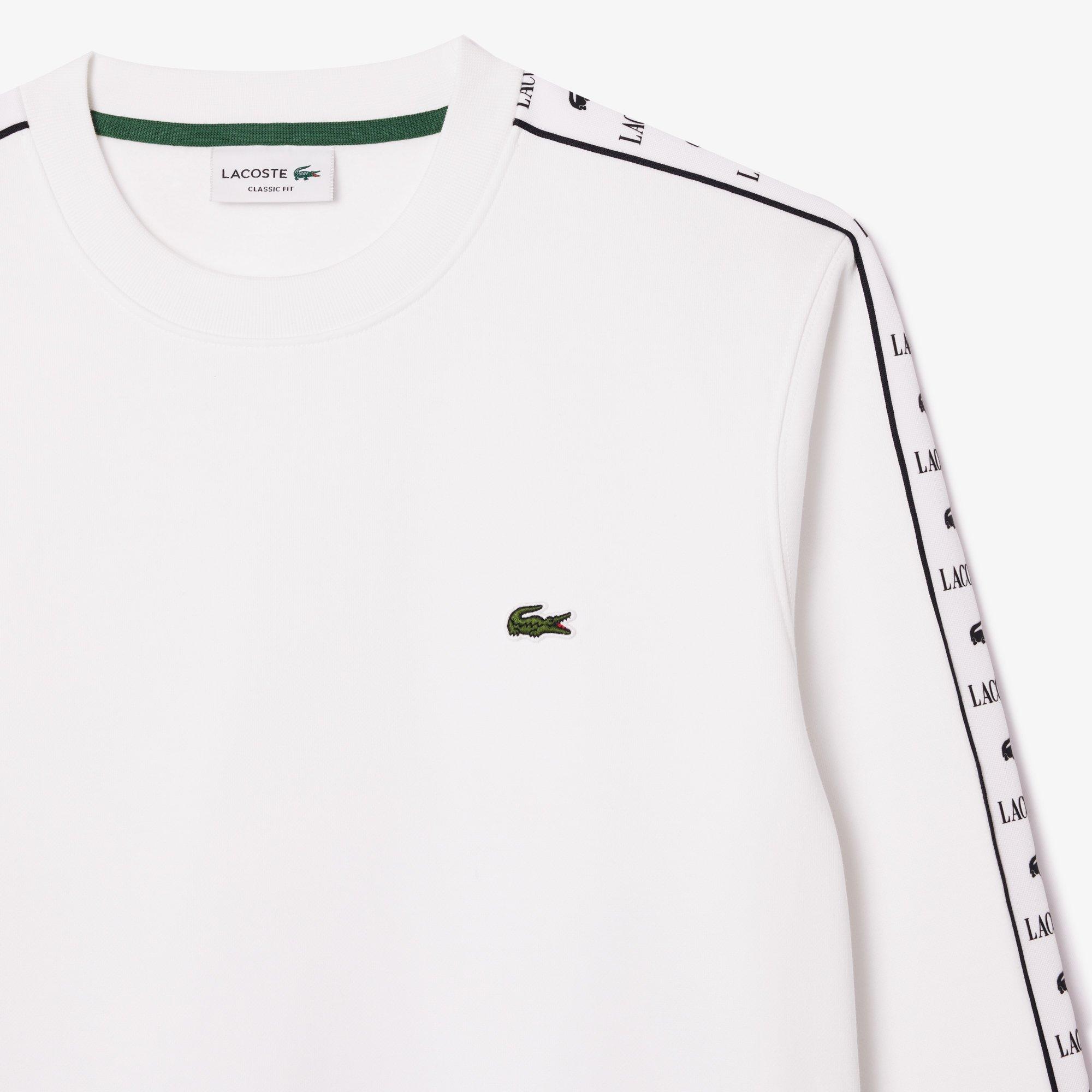 White - Lacoste - Men's Stripe Logo Crew Sweatshirt - 3