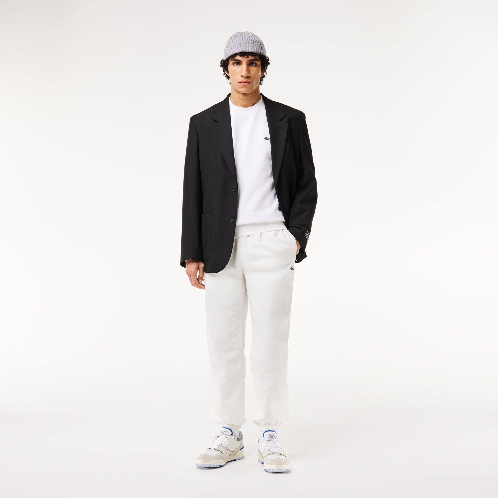 White - Lacoste - Men's Stripe Logo Crew Sweatshirt - 5