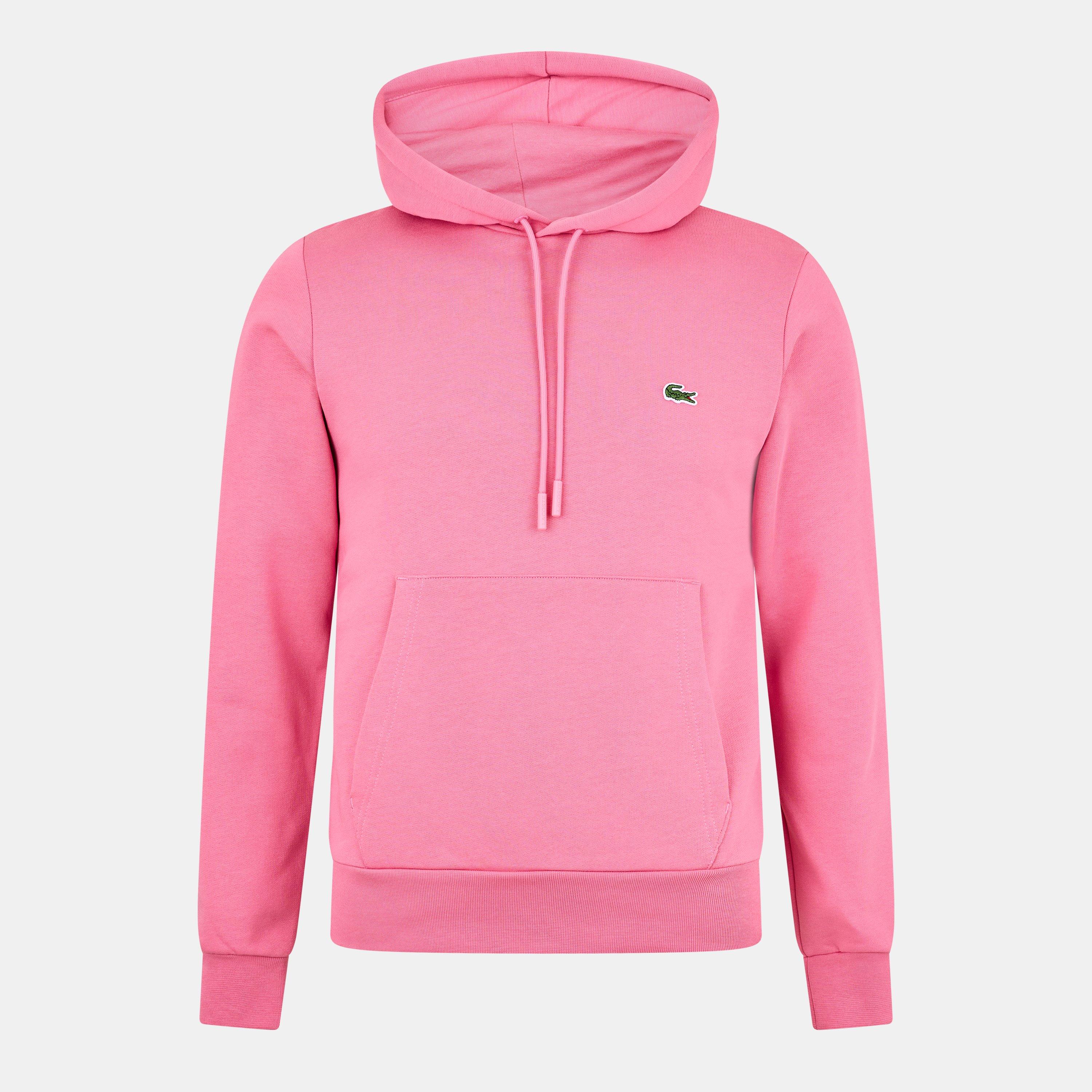 Lacoste Men's Reseda Pink Embroidered Pull Over Hoodie - S