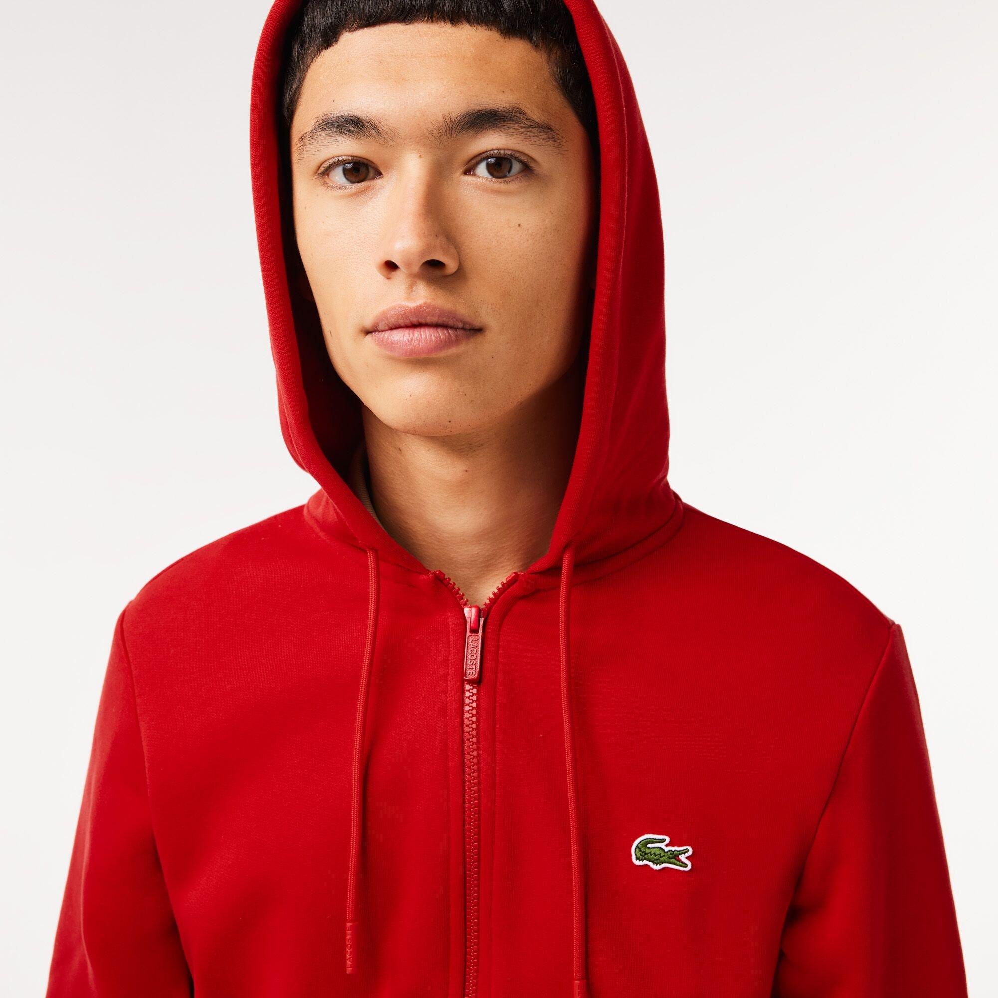 Rød - Lacoste - Men's Zipped Fleece Hoodie - 2