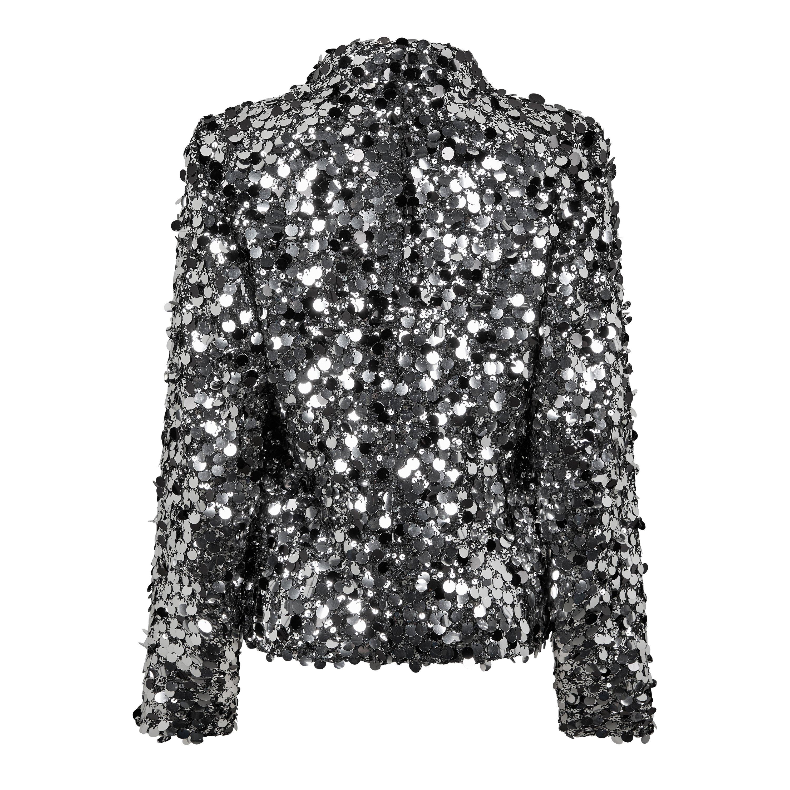 Argento - Dolce and Gabbana - Women's Sequin Long Sleeve Leather Jacket - 6