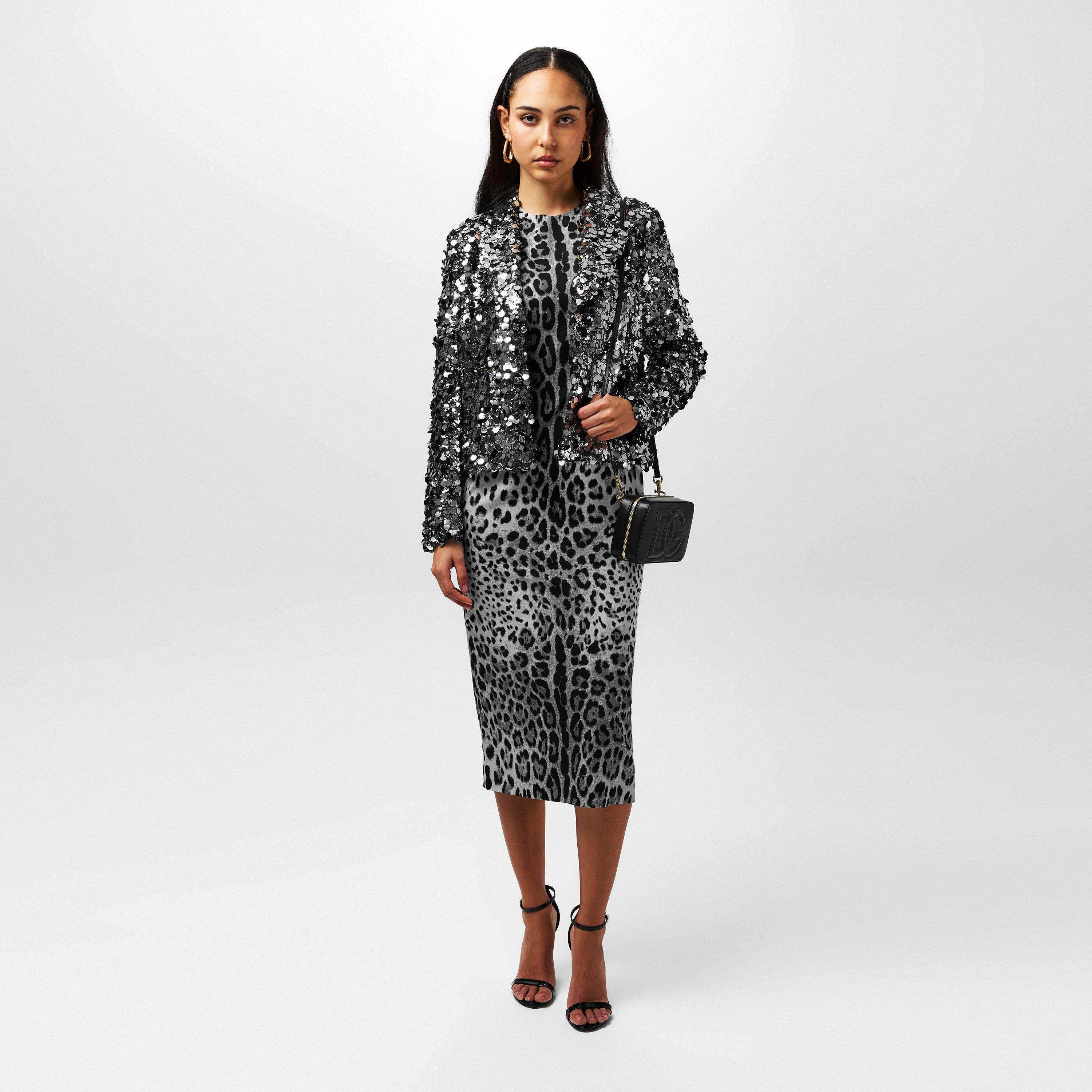 Argento - Dolce and Gabbana - Women's Sequin Long Sleeve Leather Jacket - 4